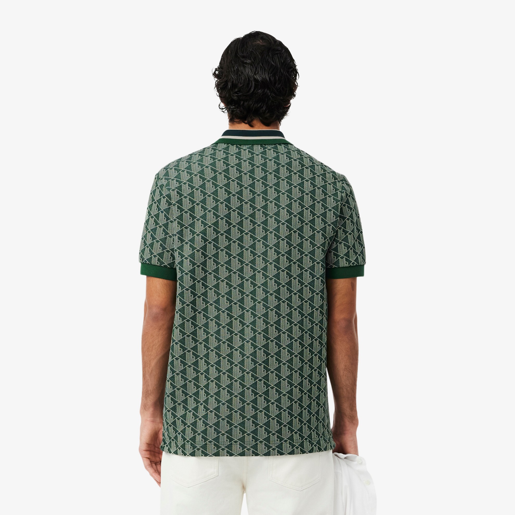 Εικόνα της Ανδρική Contrast Collar Monogram Motif Polo Μπλούζα Classic Fit