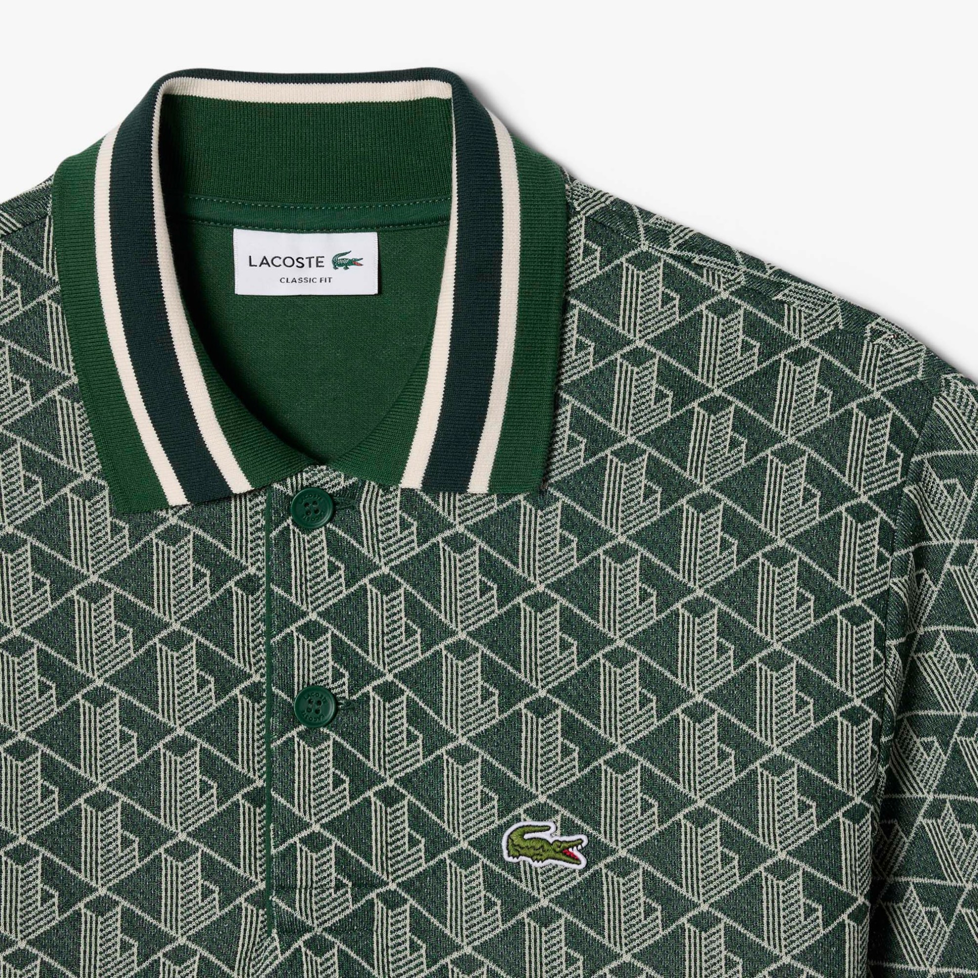 Εικόνα της Ανδρική Contrast Collar Monogram Motif Polo Μπλούζα Classic Fit