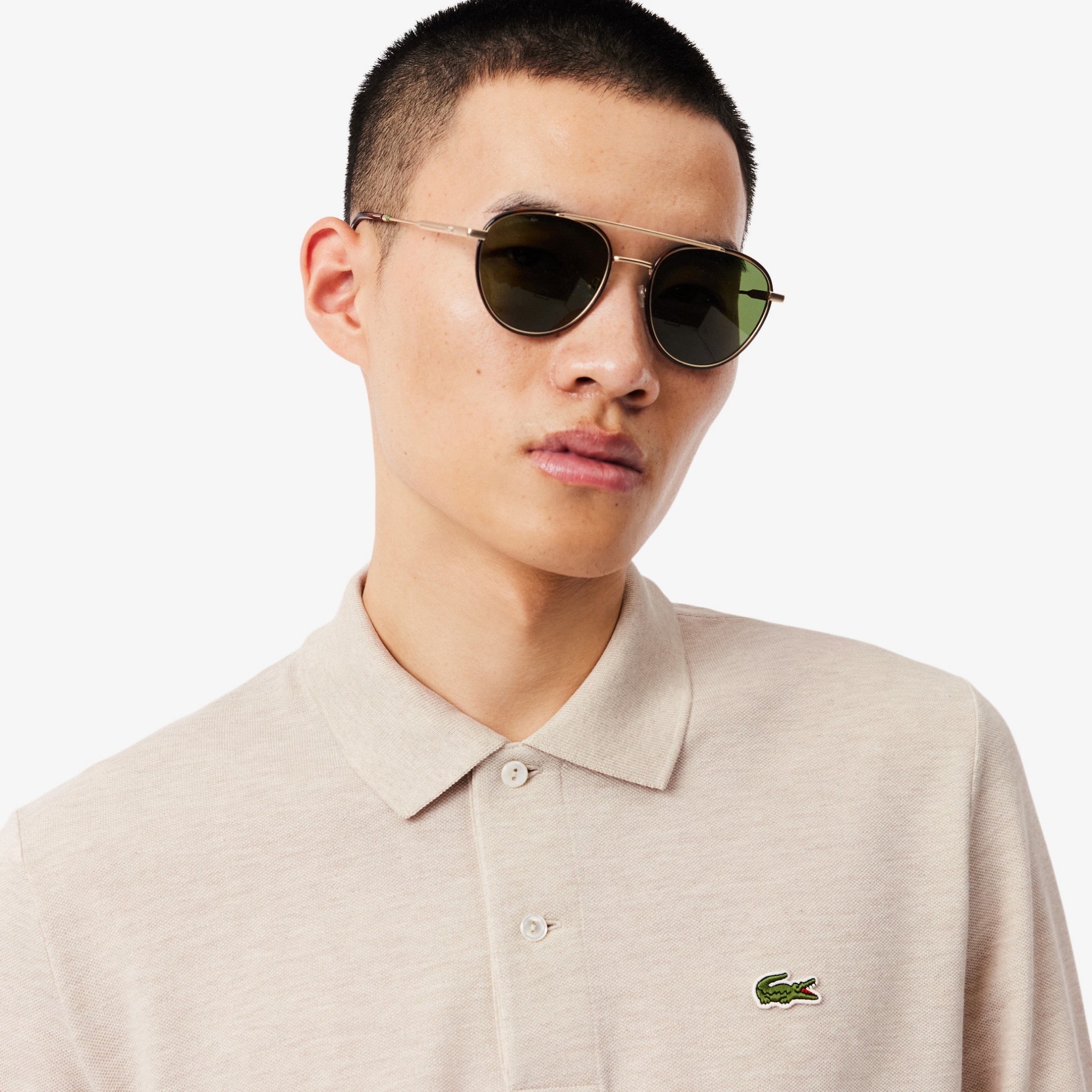 Εικόνα της Original L.12.12 Heathered Cotton Μακρυμάνικη Polo Μπλούζα