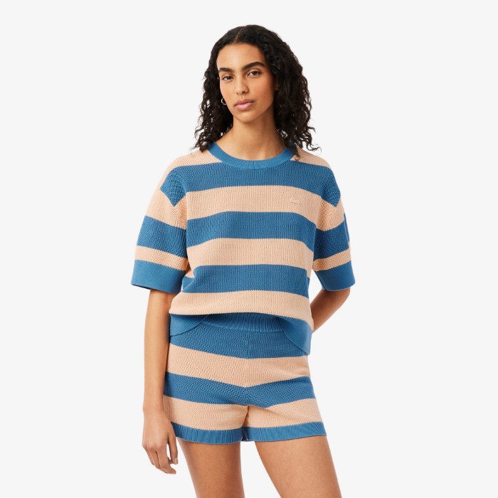 Εικόνα της Γυναικείο Mesh Knit Ριγέ T-shirt