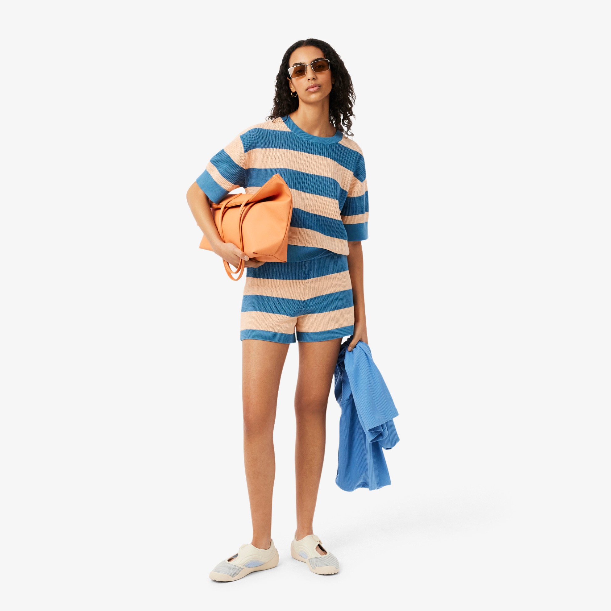 Εικόνα της Γυναικείο Mesh Knit Ριγέ T-shirt