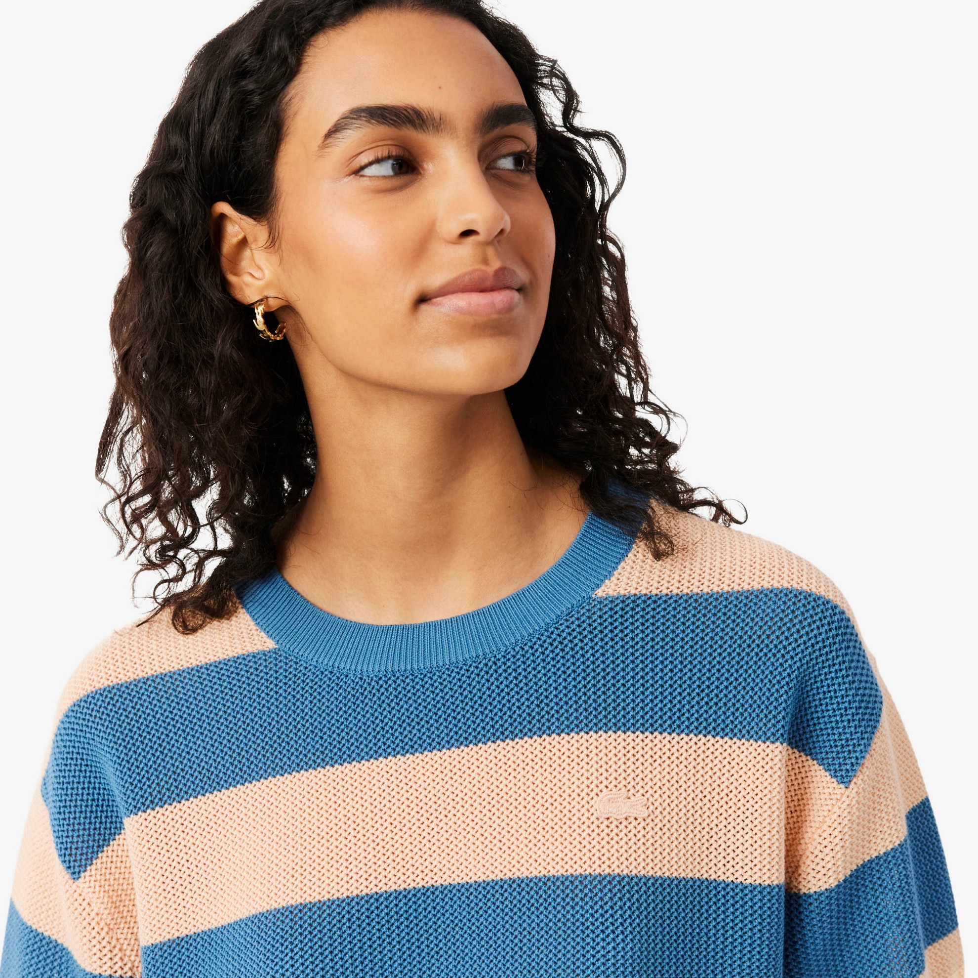 Εικόνα της Γυναικείο Mesh Knit Ριγέ T-shirt