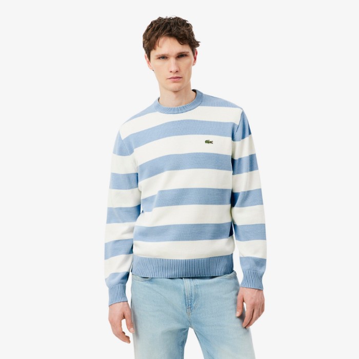 Εικόνα της Ριγέ Cotton Crew Neck Sailor Πουλόβερ 