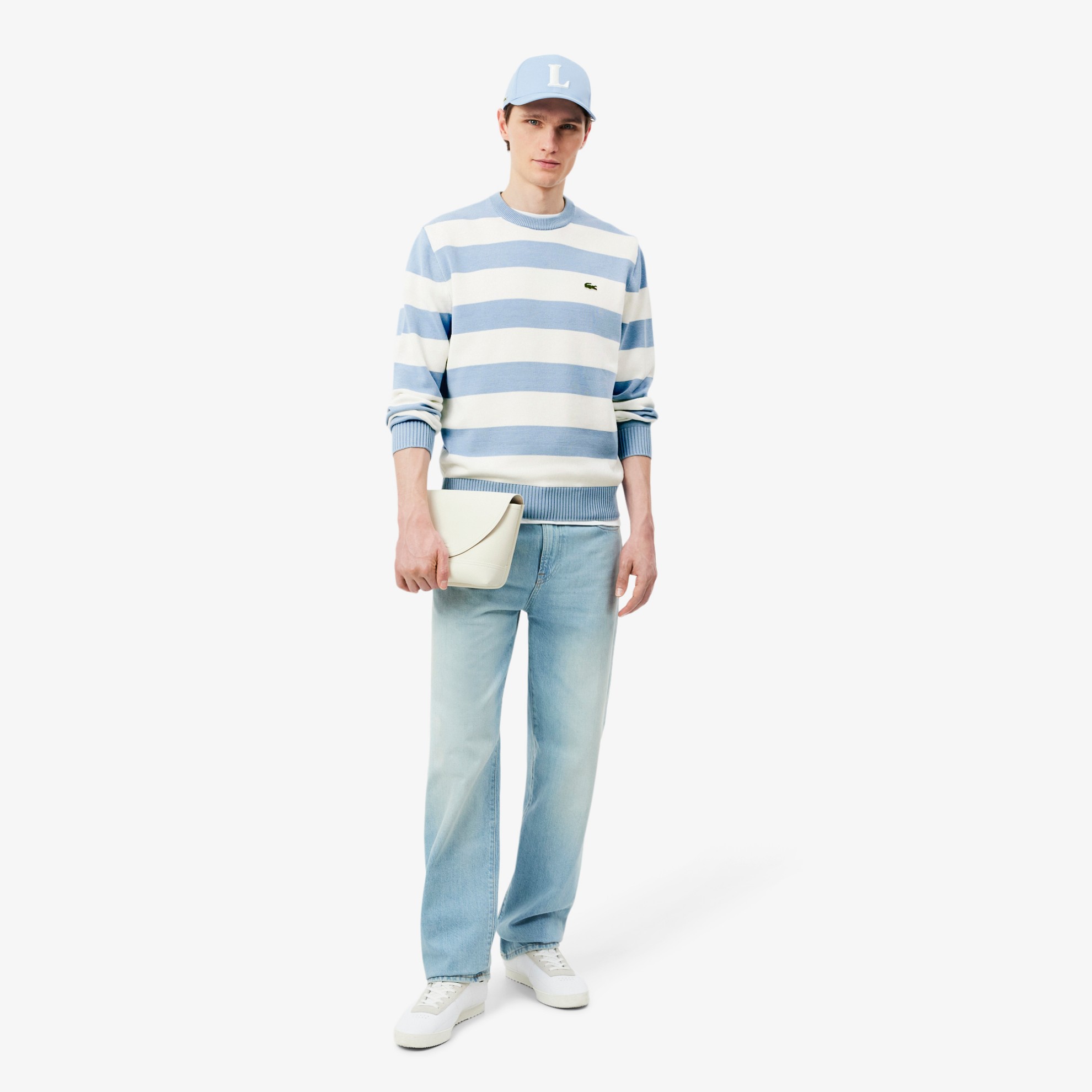 Εικόνα της Ριγέ Cotton Crew Neck Sailor Πουλόβερ 