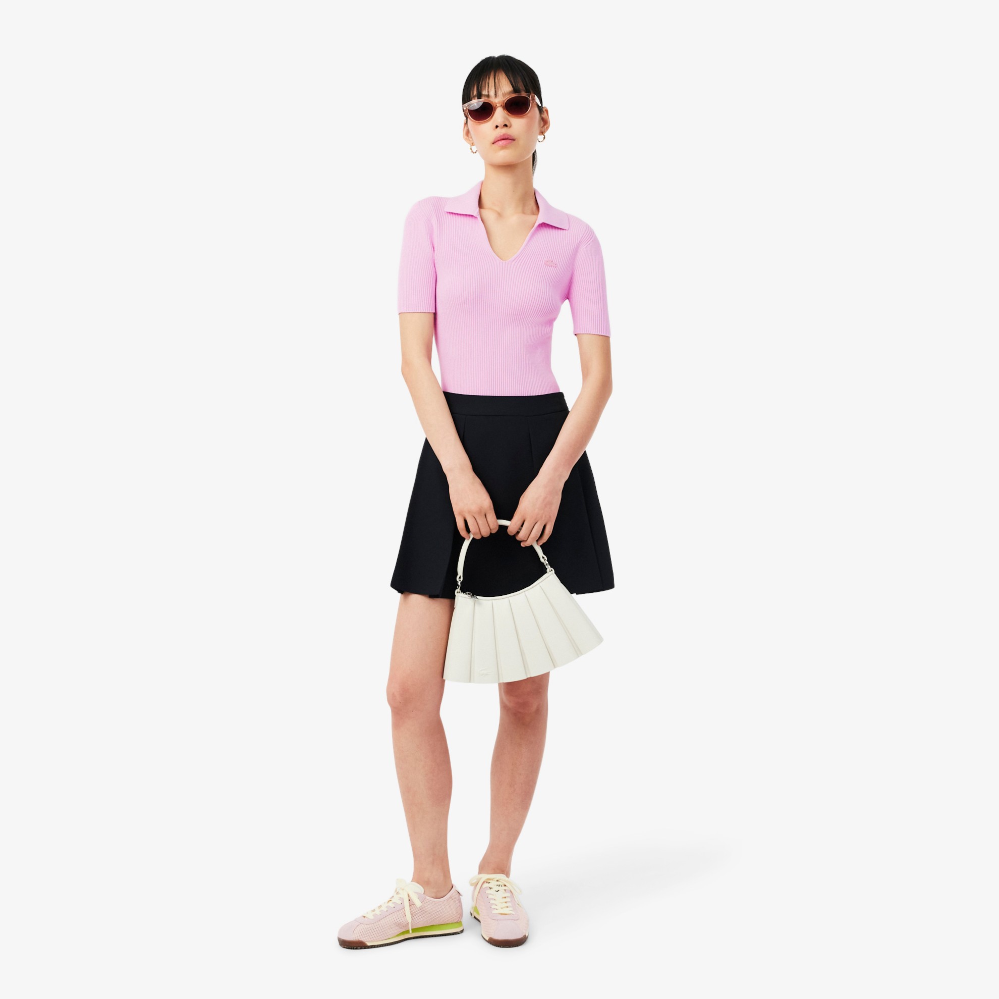 Εικόνα της Γυναικεία Κοντομάνικη 3D Knit Polo Μπλούζα