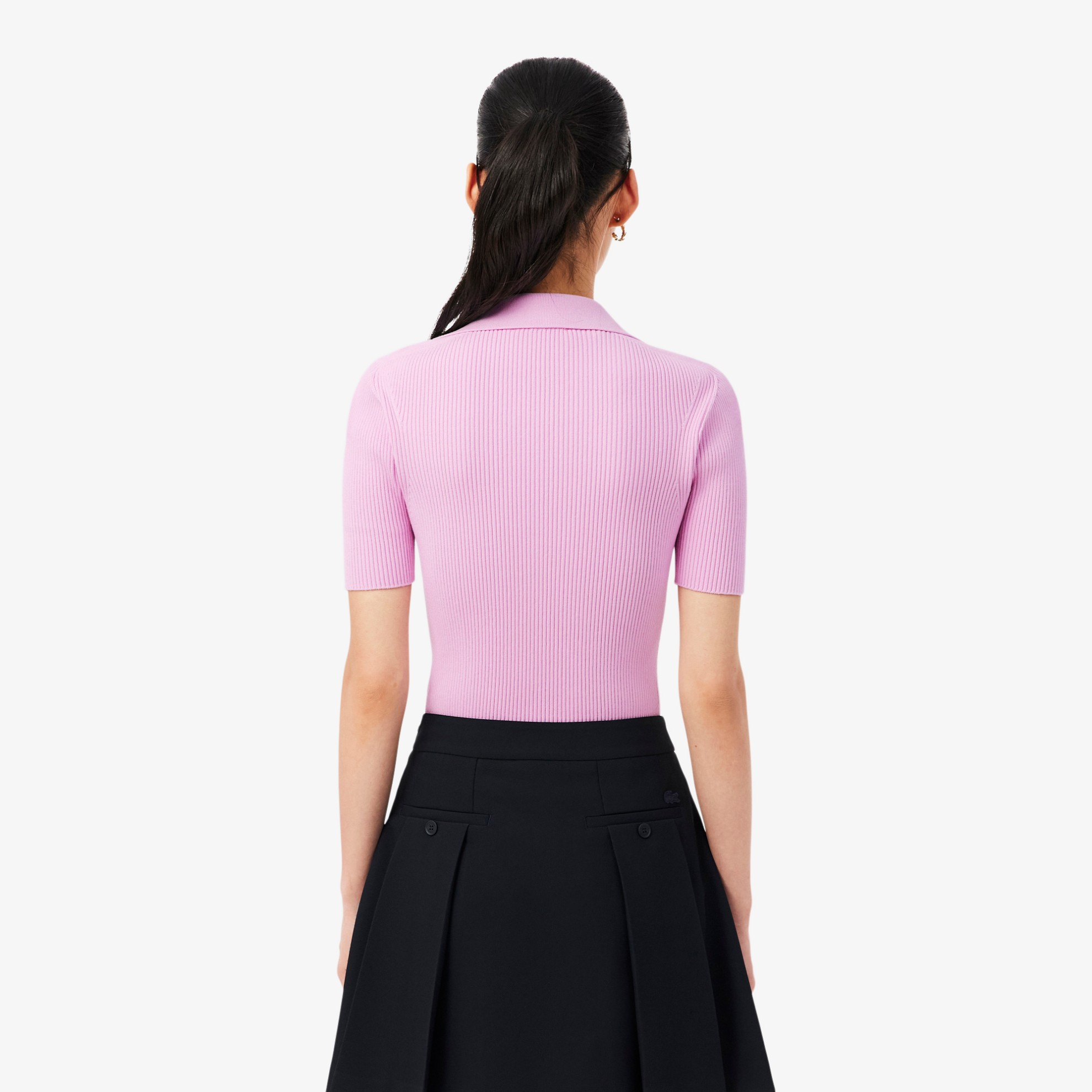 Εικόνα της Γυναικεία Κοντομάνικη 3D Knit Polo Μπλούζα