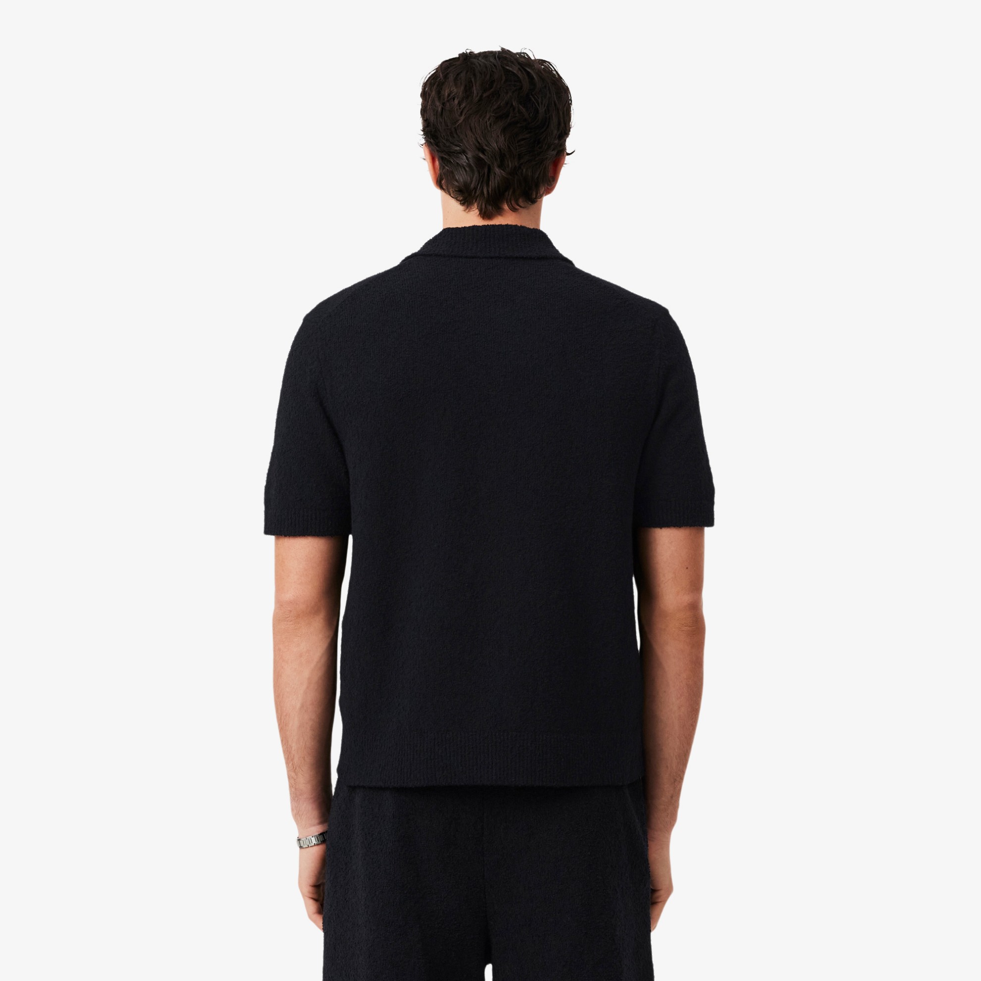 Εικόνα της Ανδρική Bouclé Knit Polo Μπλούζα Classic Fit