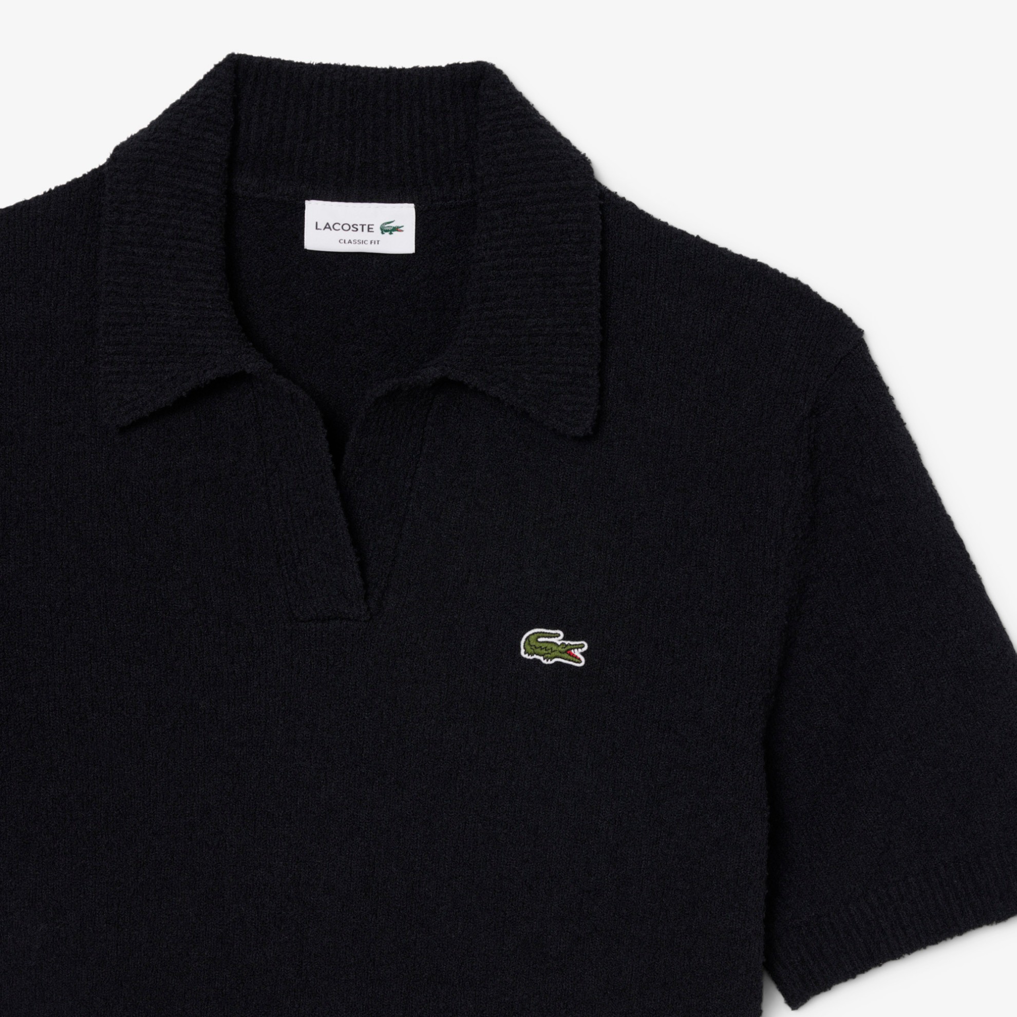Εικόνα της Ανδρική Bouclé Knit Polo Μπλούζα Classic Fit