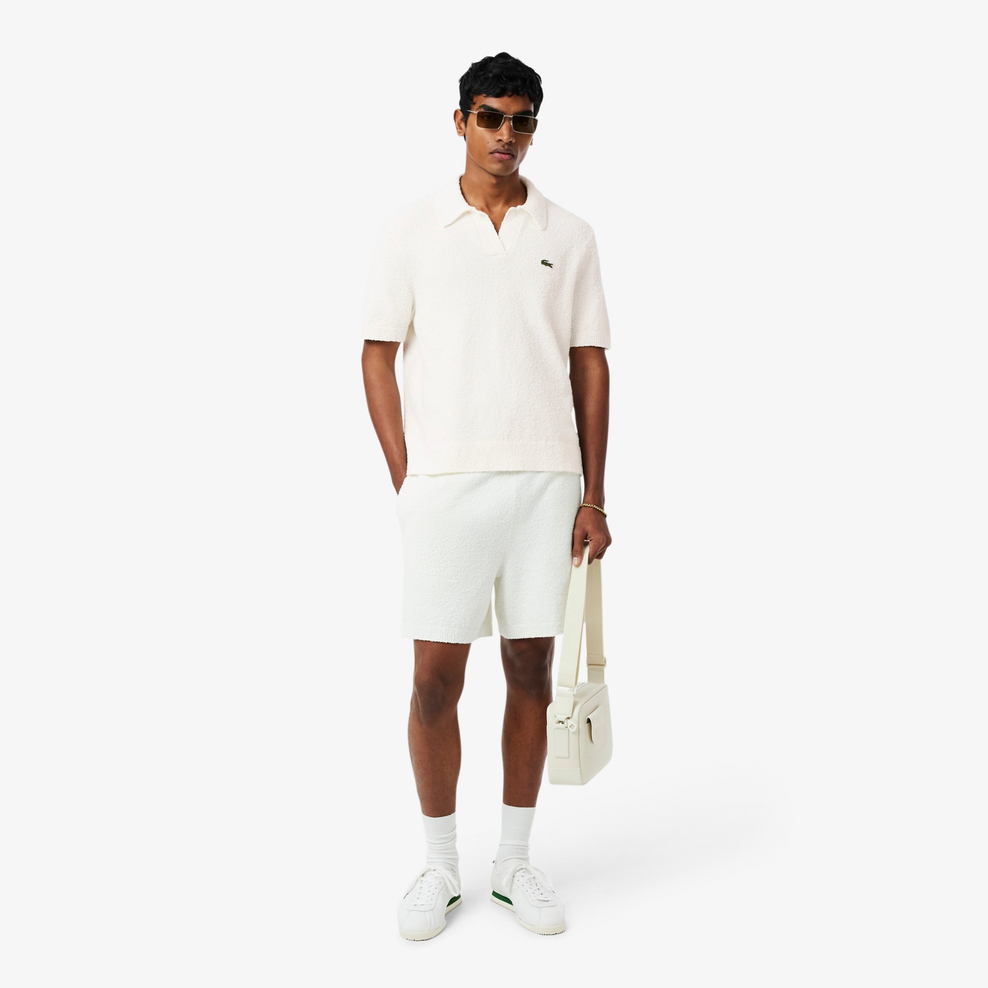 Εικόνα της Ανδρική Bouclé Knit Polo Μπλούζα Classic Fit