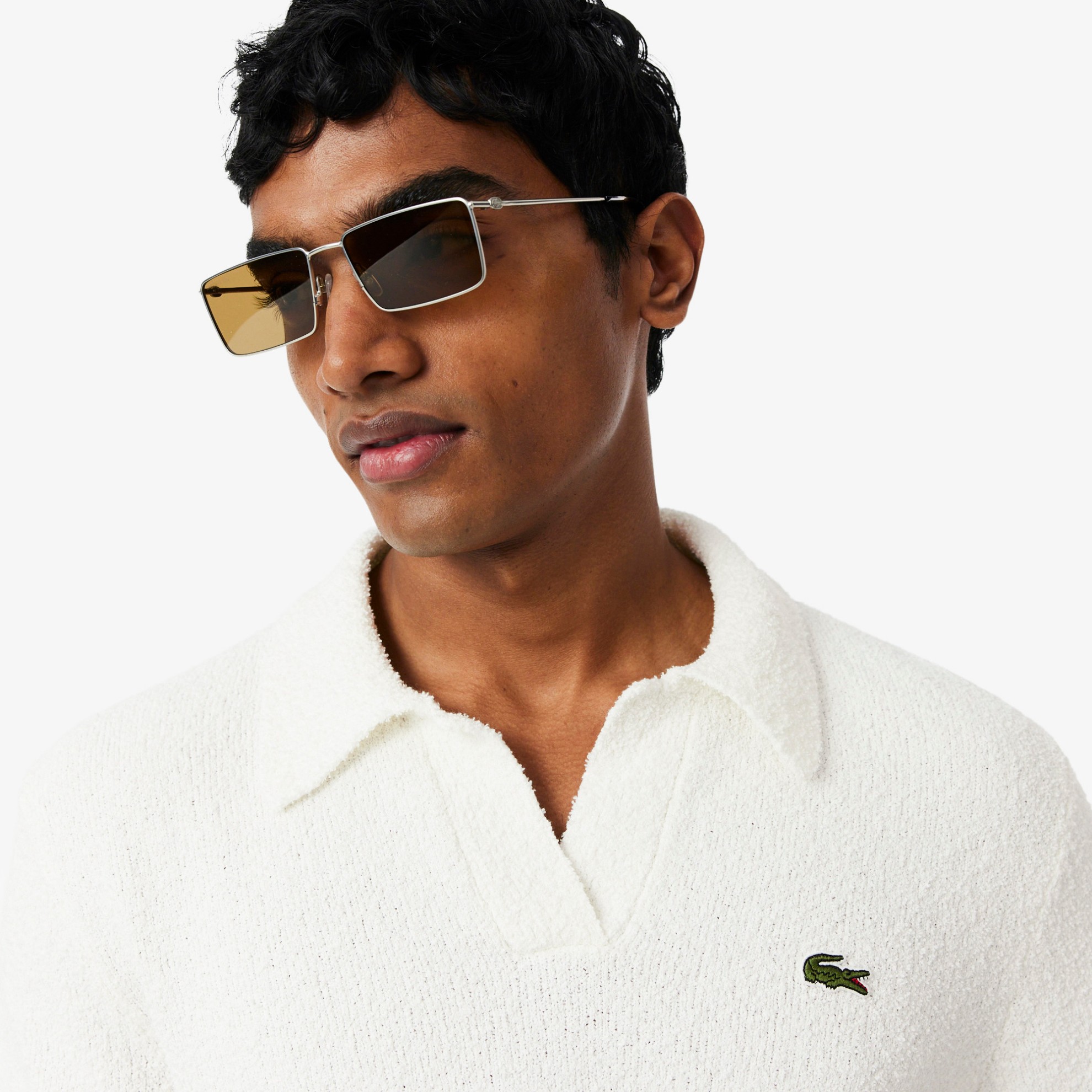 Εικόνα της Ανδρική Bouclé Knit Polo Μπλούζα Classic Fit