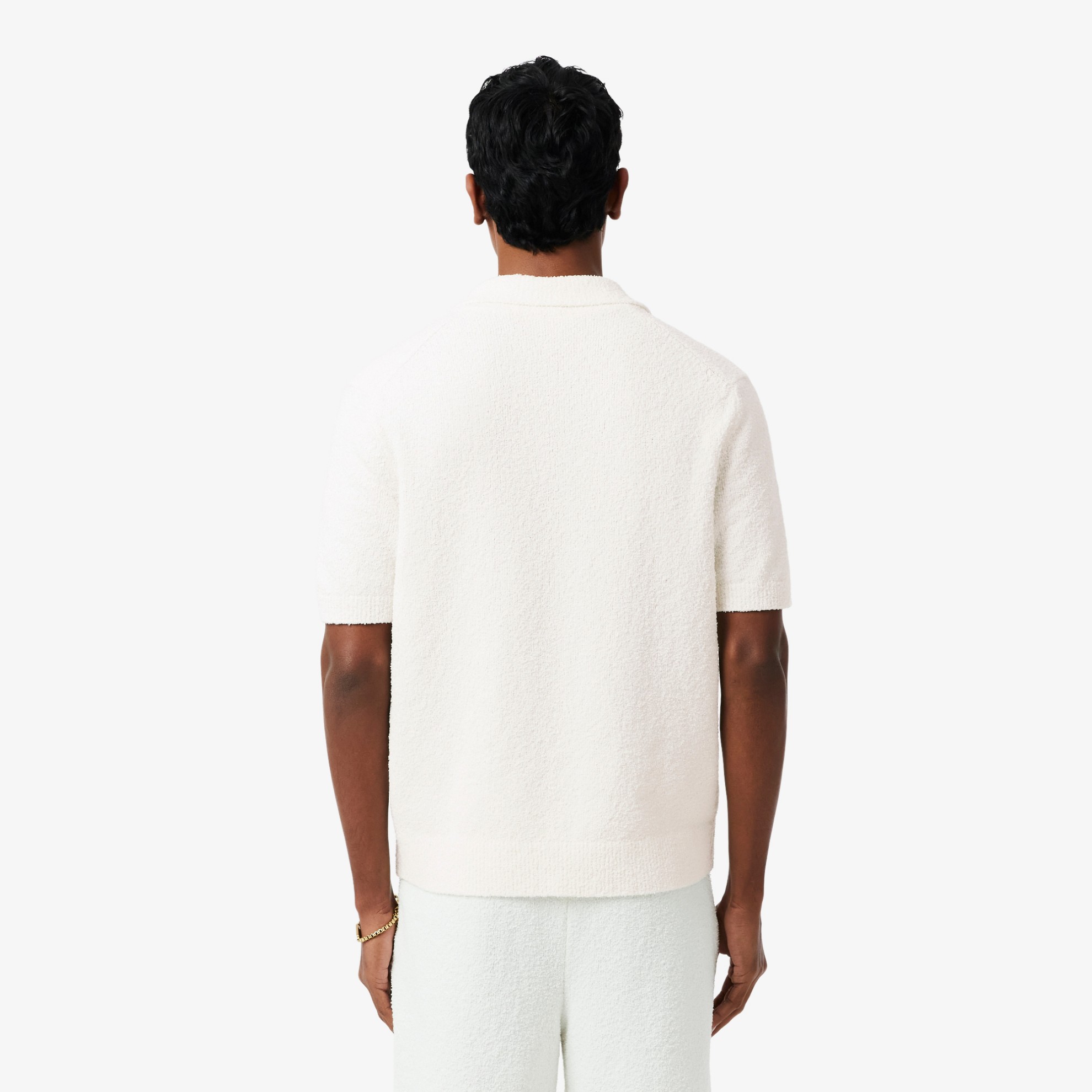 Εικόνα της Ανδρική Bouclé Knit Polo Μπλούζα Classic Fit