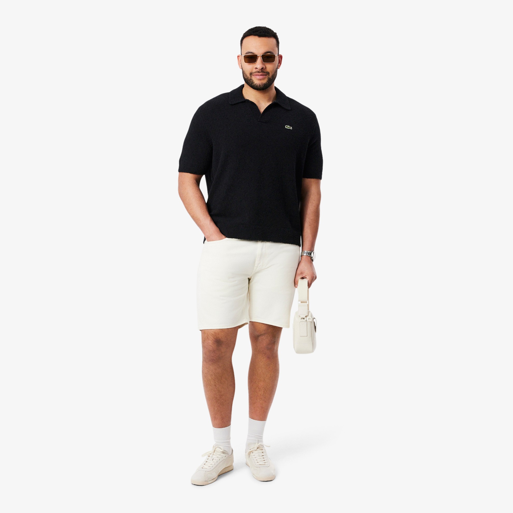 Εικόνα της Ανδρική Bouclé Knit Polo Μπλούζα Classic Fit