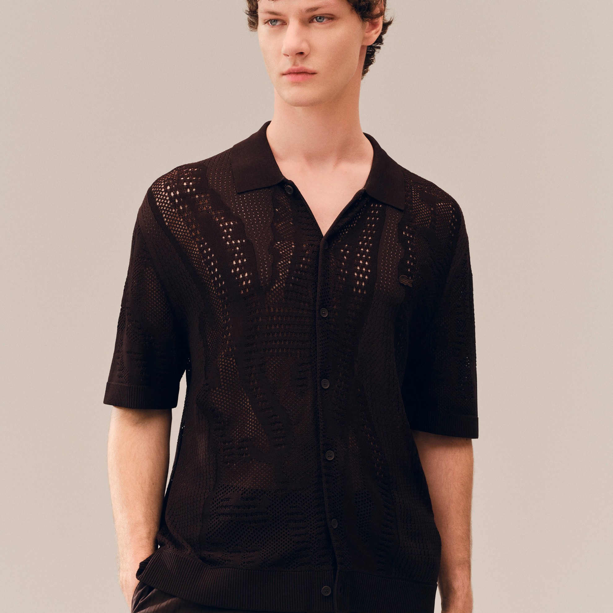 Εικόνα της Ανδρικό Lacy Knit Crocodile Πουκάμισο