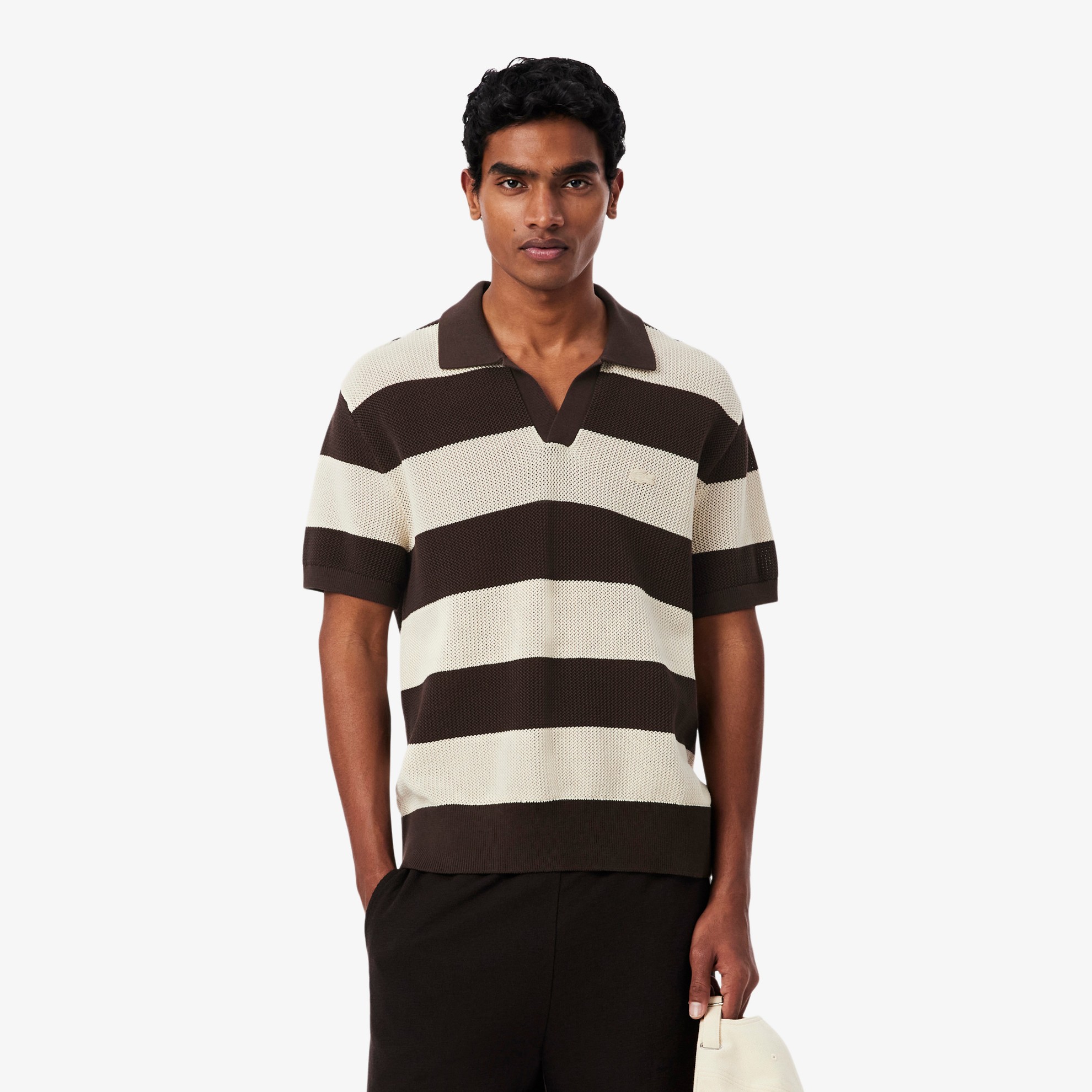 Εικόνα της Ανδρικό Κοντομάνικο Striped Polo Collar Πουλόβερ 