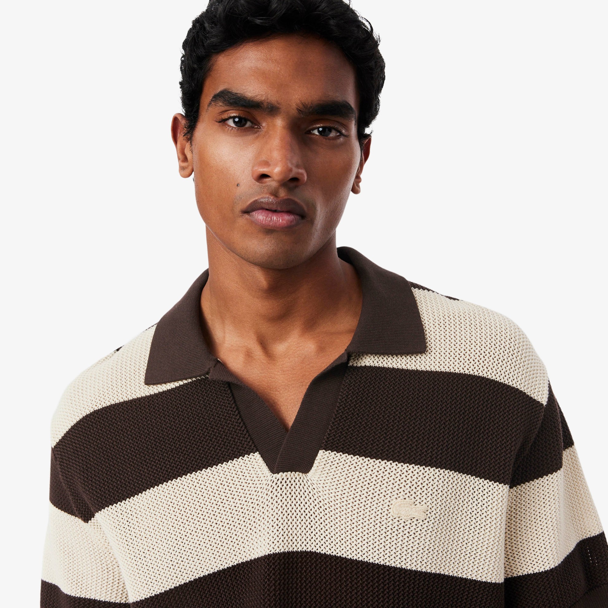 Εικόνα της Ανδρικό Κοντομάνικο Striped Polo Collar Πουλόβερ 