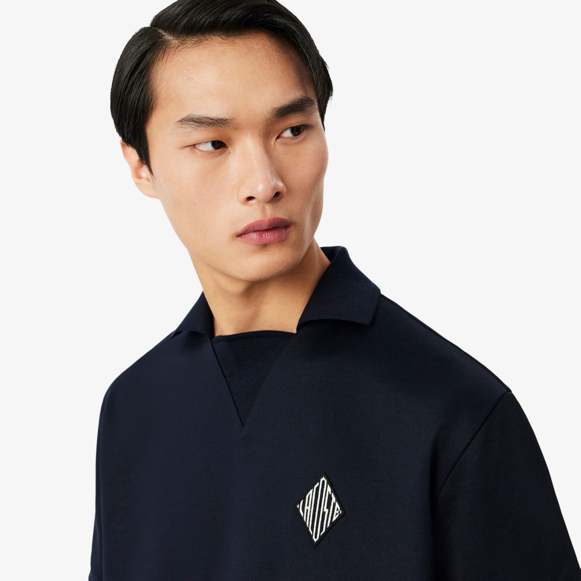Εικόνα της Badge Accent Fleece Polo Μπλούζα Loose Fit 