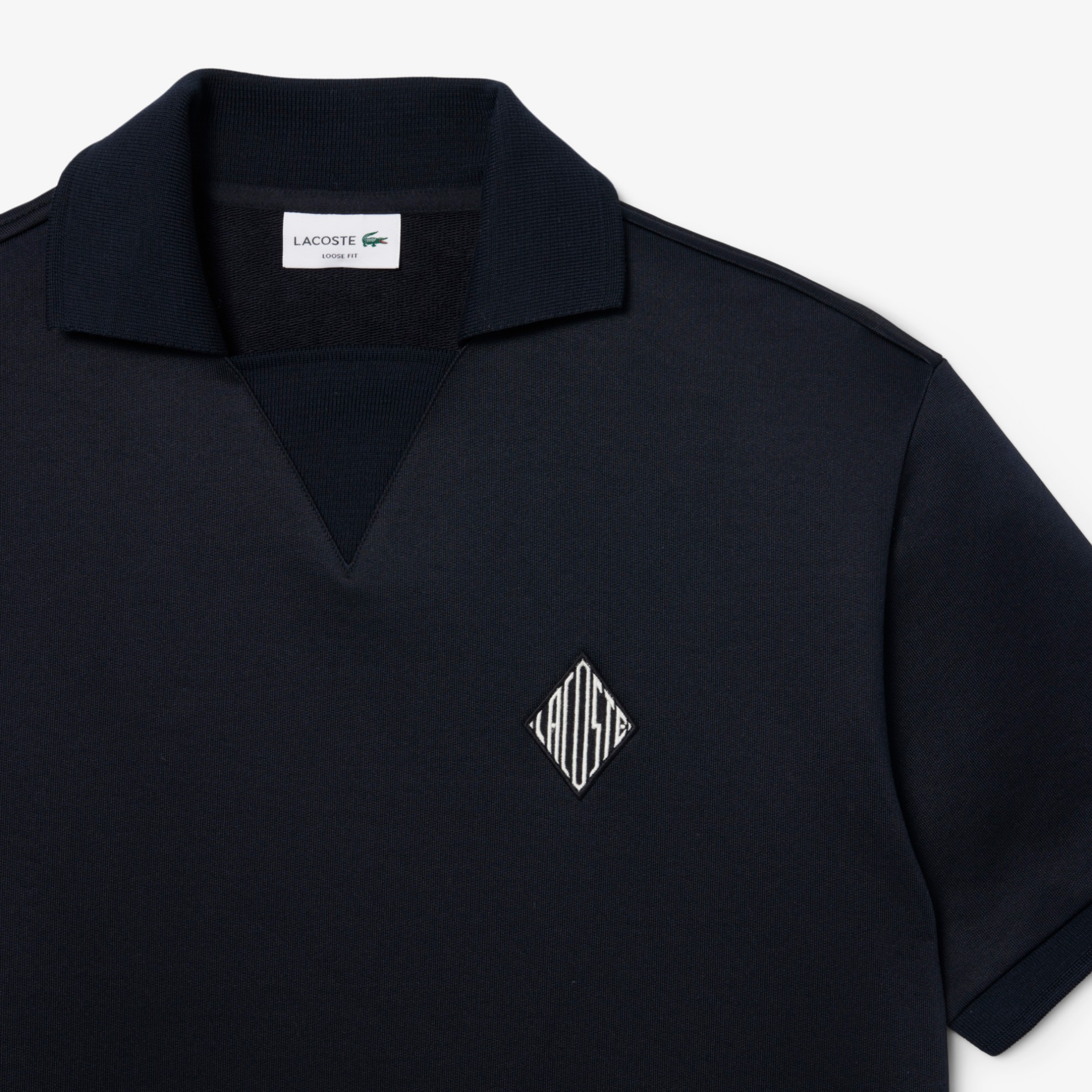 Εικόνα της Badge Accent Fleece Polo Μπλούζα Loose Fit 