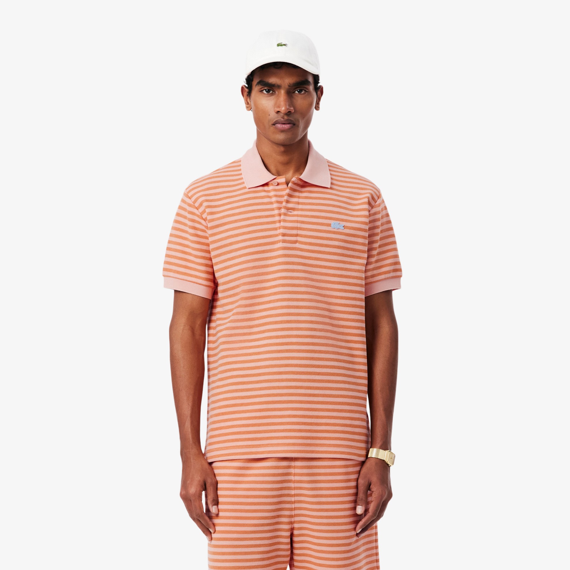 Εικόνα της Ανδρική Textured Ριγέ Polo Μπλούζα Classic Fit 
