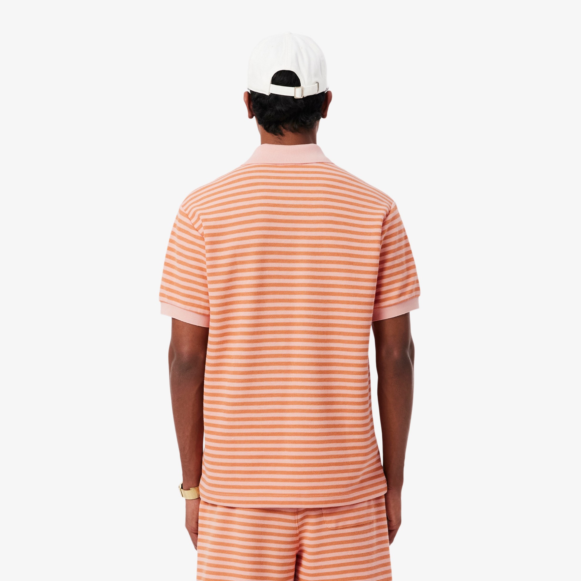 Εικόνα της Ανδρική Textured Ριγέ Polo Μπλούζα Classic Fit 