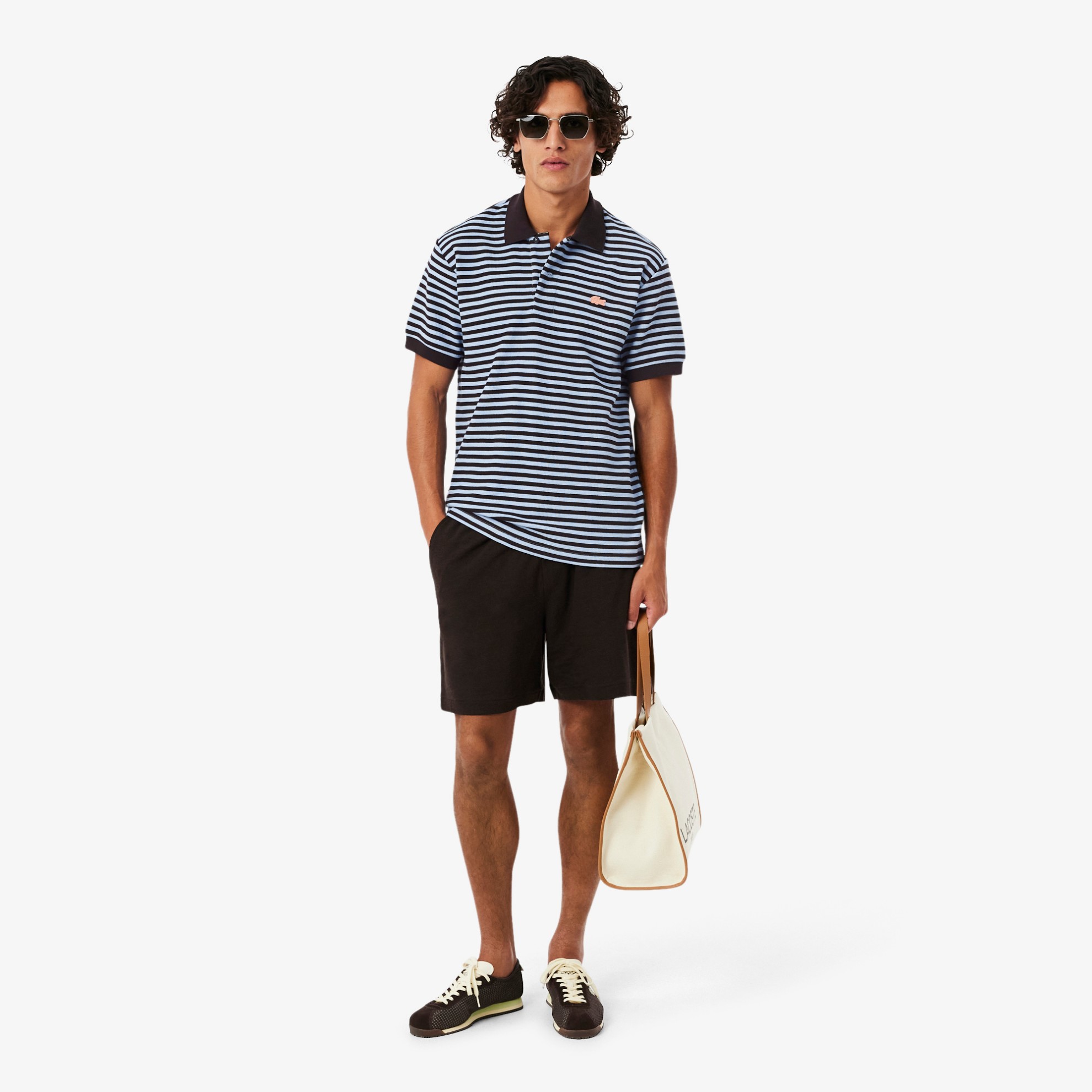 Εικόνα της Ανδρική Textured Ριγέ Polo Μπλούζα Classic Fit 