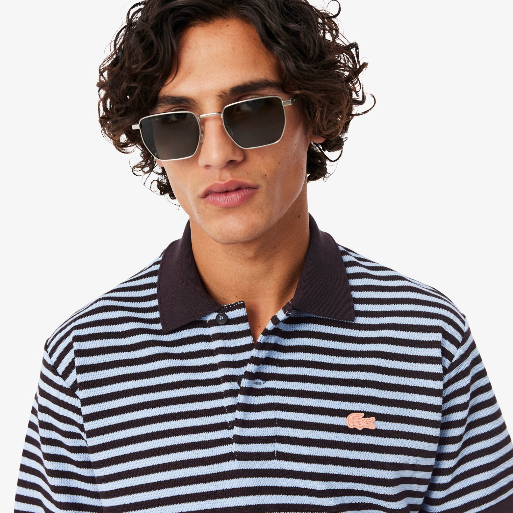 Εικόνα της Ανδρική Textured Ριγέ Polo Μπλούζα Classic Fit 