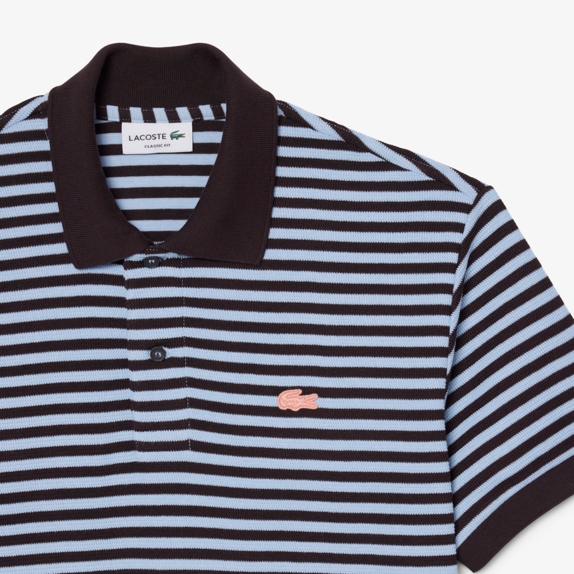 Εικόνα της Ανδρική Textured Ριγέ Polo Μπλούζα Classic Fit 