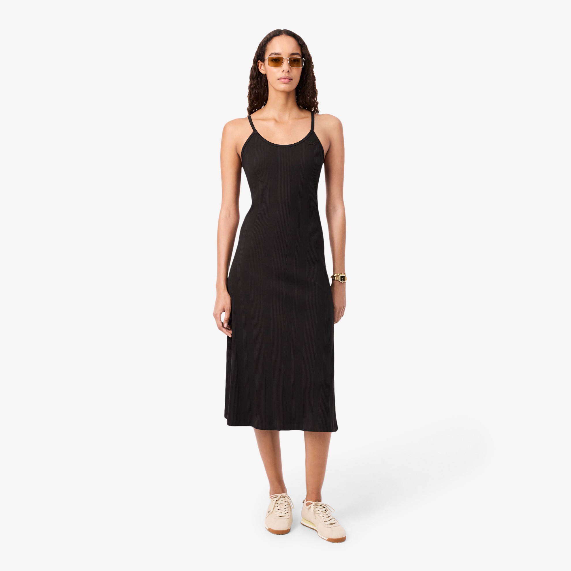 Εικόνα της Γυναικείο Ribbed Cotton Strappy Maxi Φόρεμα 