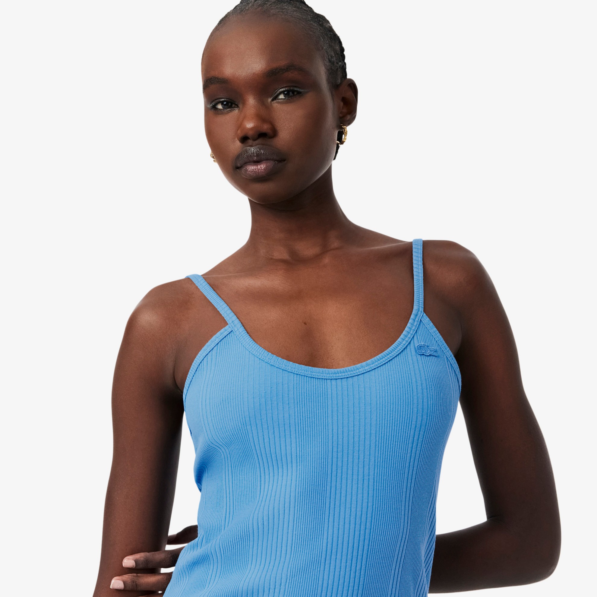 Εικόνα της Γυναικείο Ribbed Cotton Strappy Maxi Φόρεμα 