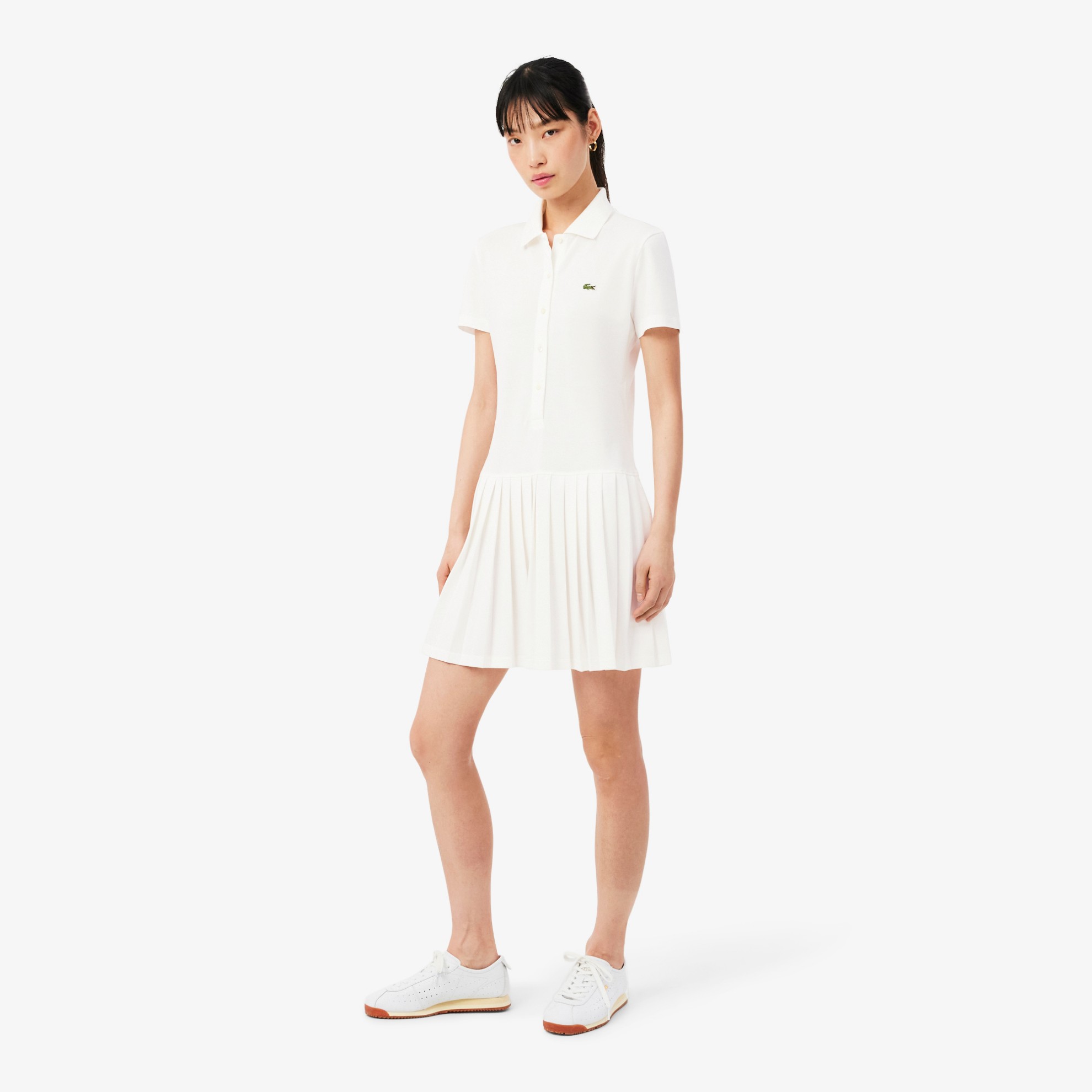 Εικόνα της Γυναικείο Stretch Piqué Pleated Polo Φόρεμα 