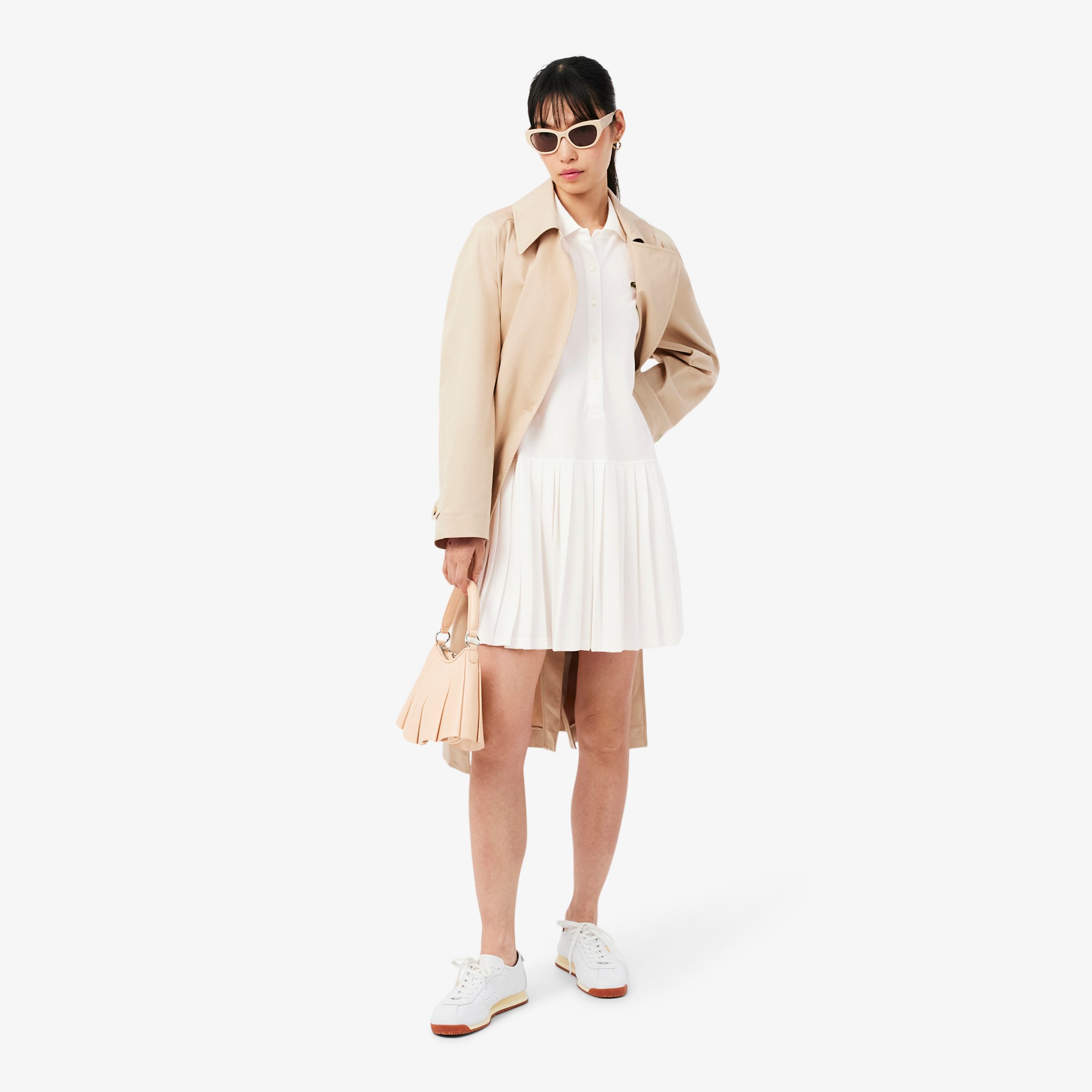Εικόνα της Γυναικείο Stretch Piqué Pleated Polo Φόρεμα 