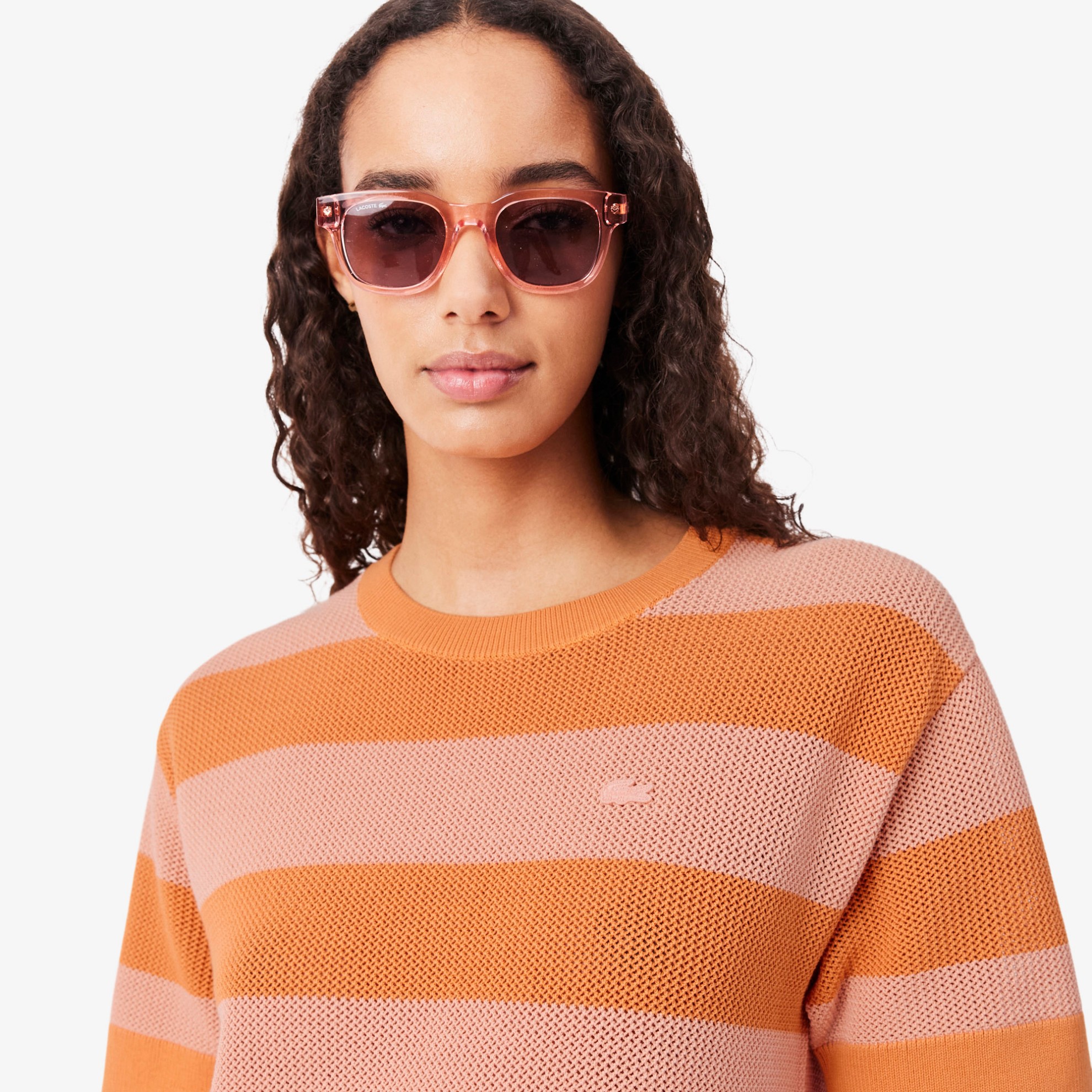Εικόνα της Γυναικείο Striped Mesh Knit T-shirt Φόρεμα 