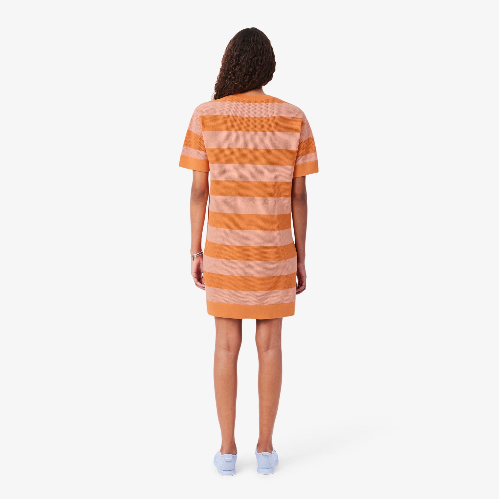 Εικόνα της Γυναικείο Striped Mesh Knit T-shirt Φόρεμα 