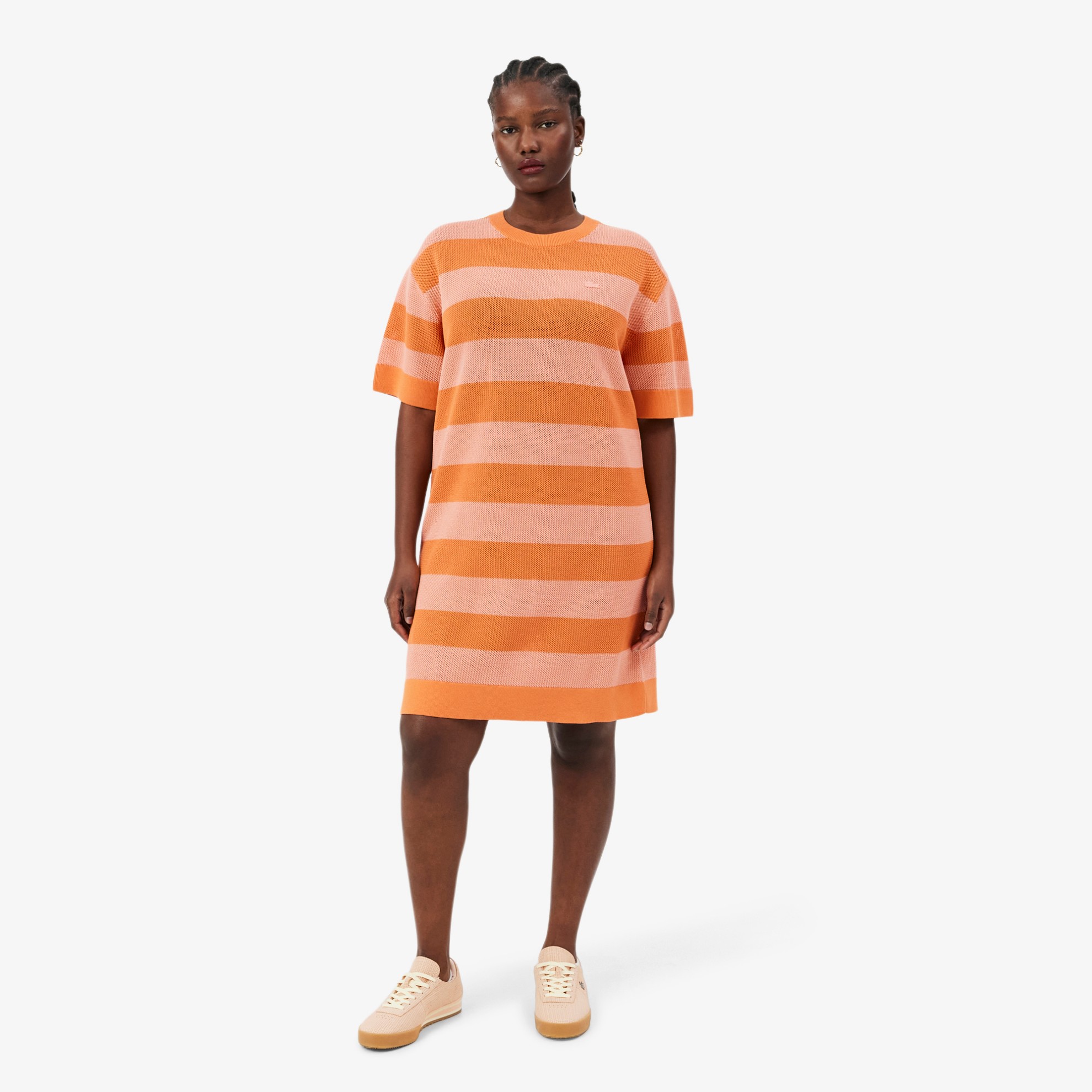 Εικόνα της Γυναικείο Striped Mesh Knit T-shirt Φόρεμα 