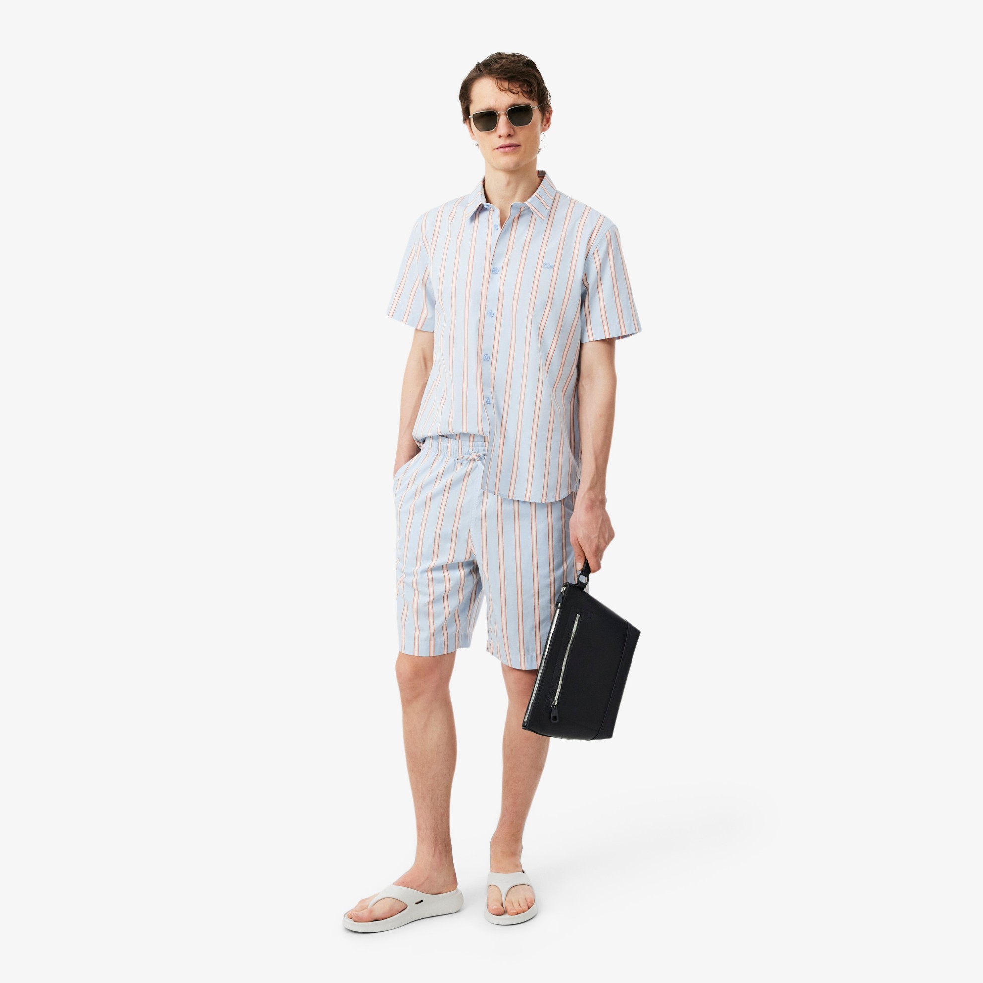 Εικόνα της Ανδρικό Striped Cotton Poplin Σορτς 
