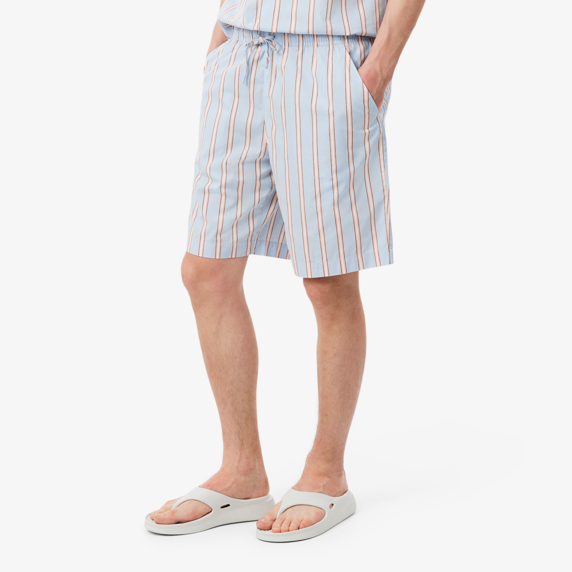 Εικόνα της Ανδρικό Striped Cotton Poplin Σορτς 