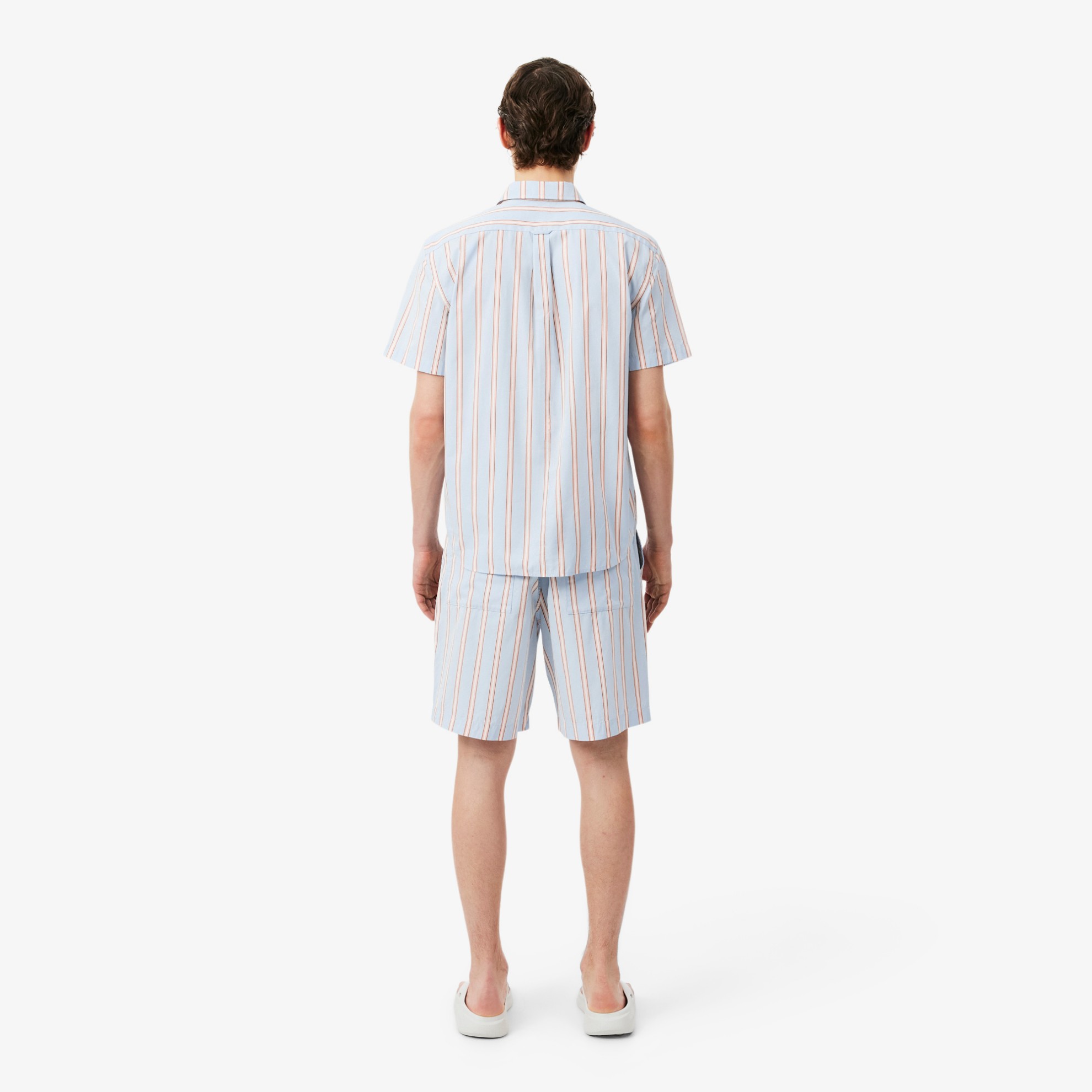 Εικόνα της Ανδρικό Striped Cotton Poplin Σορτς 