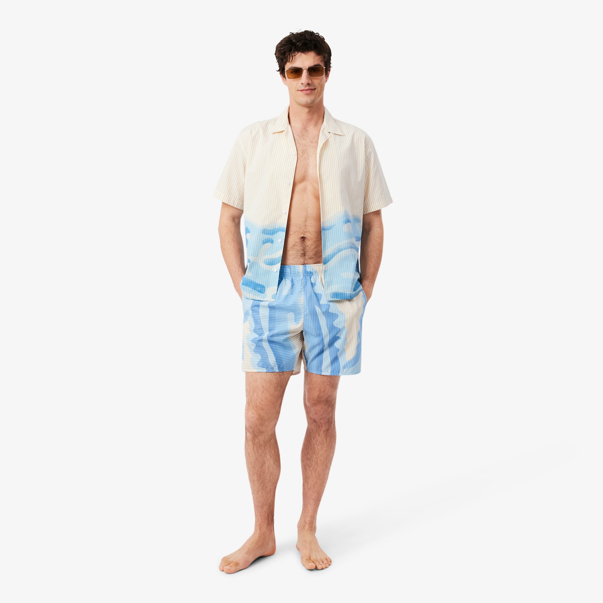 Εικόνα της Ανδρικό Mid Length Striped Swim Μαγιό