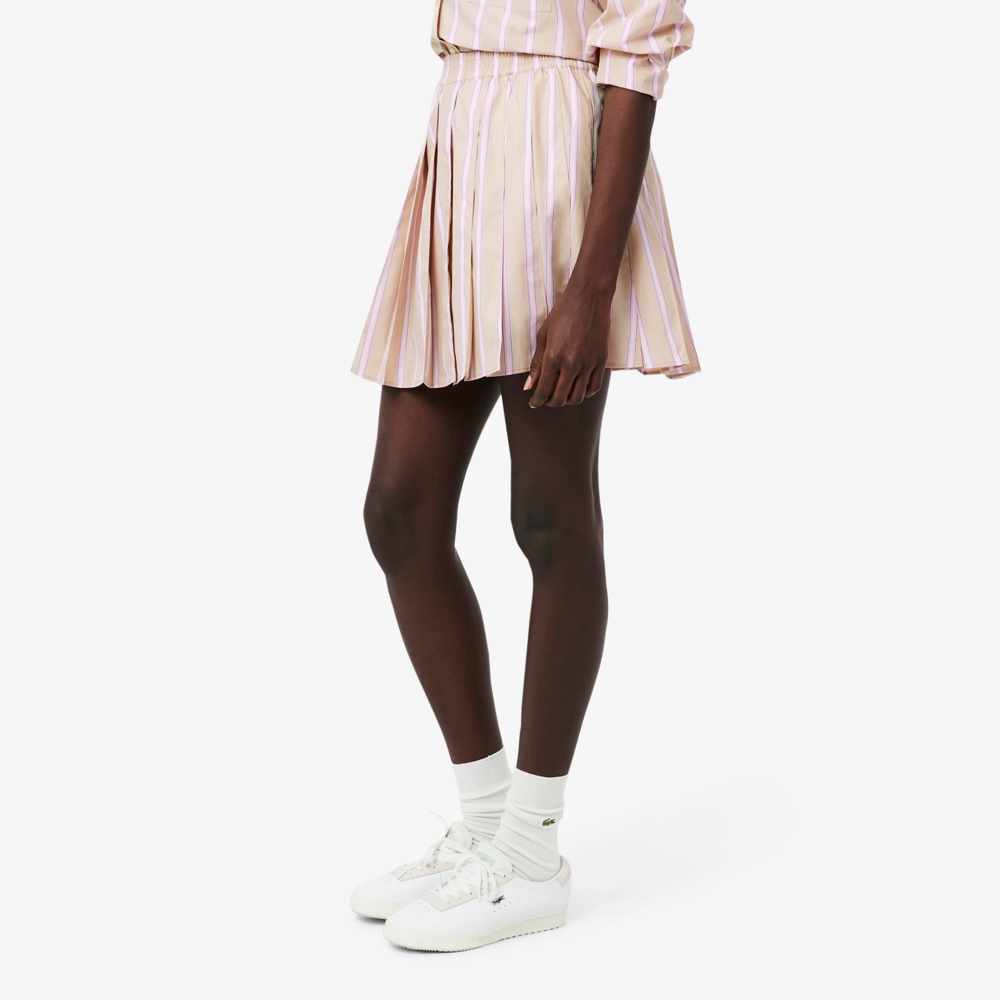 Εικόνα της Γυναικεία Poplin Short Striped Πλισέ Φούστα 
