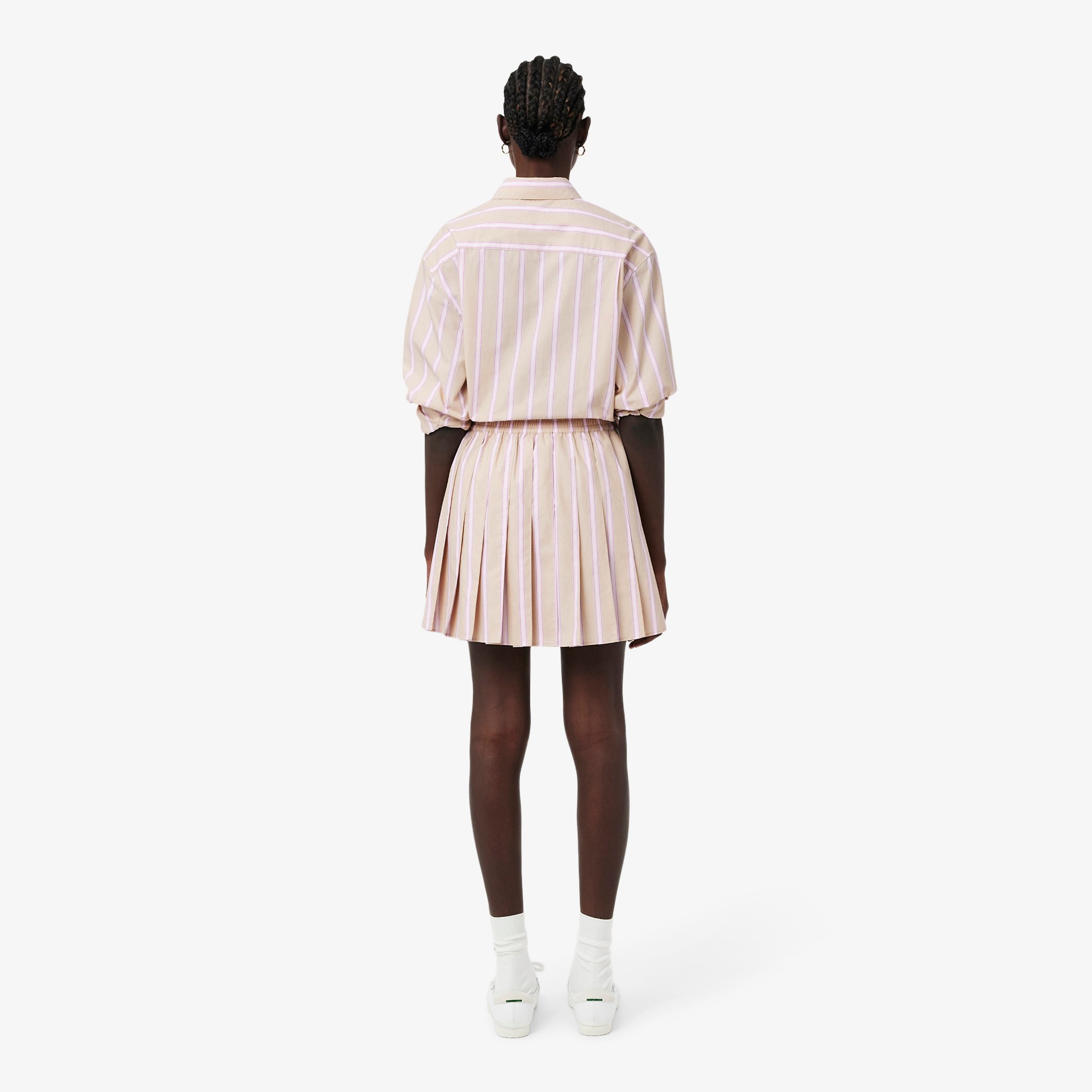 Εικόνα της Γυναικεία Poplin Short Striped Πλισέ Φούστα 