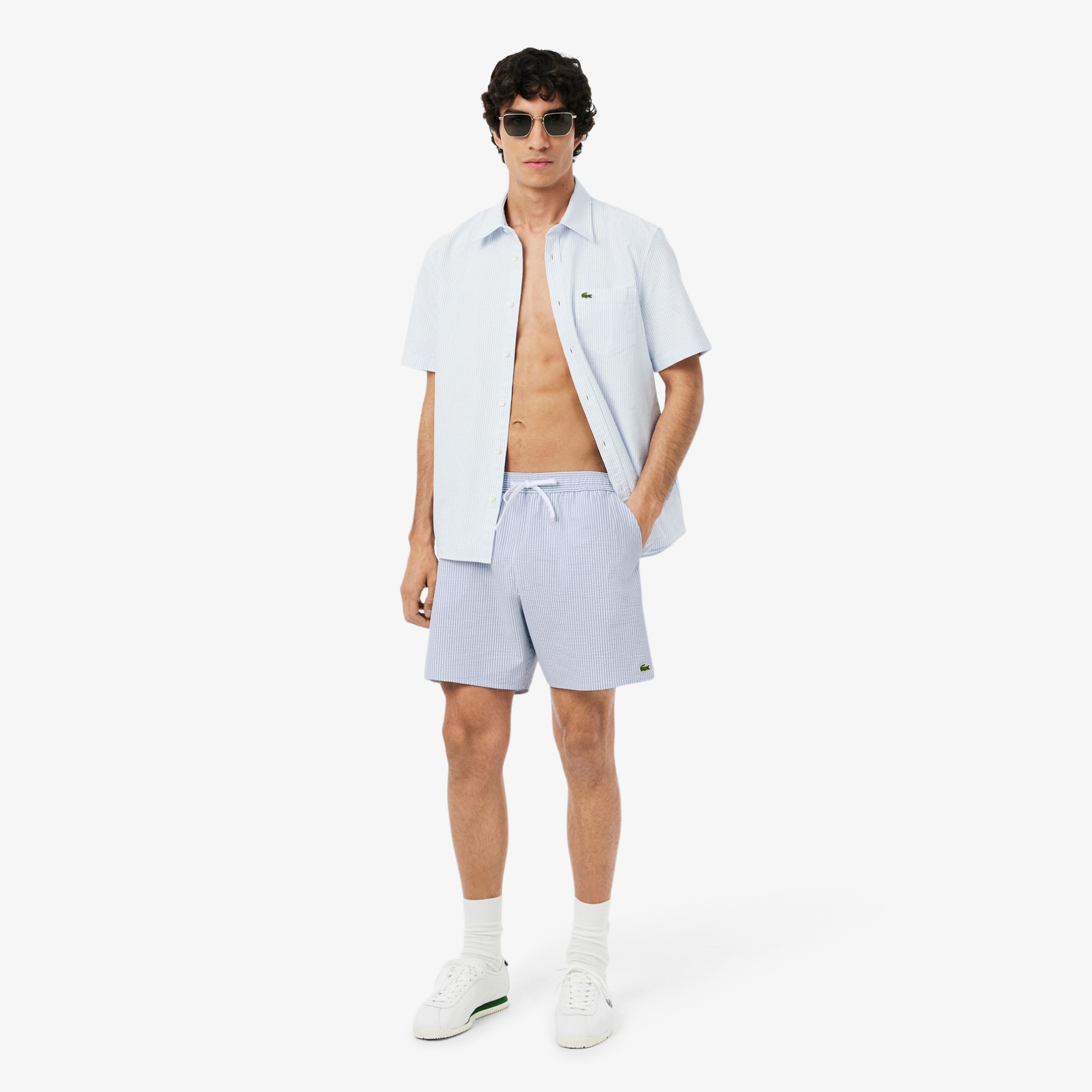 Εικόνα της Ανδρικό Mid Length Striped Textured Μαγιό