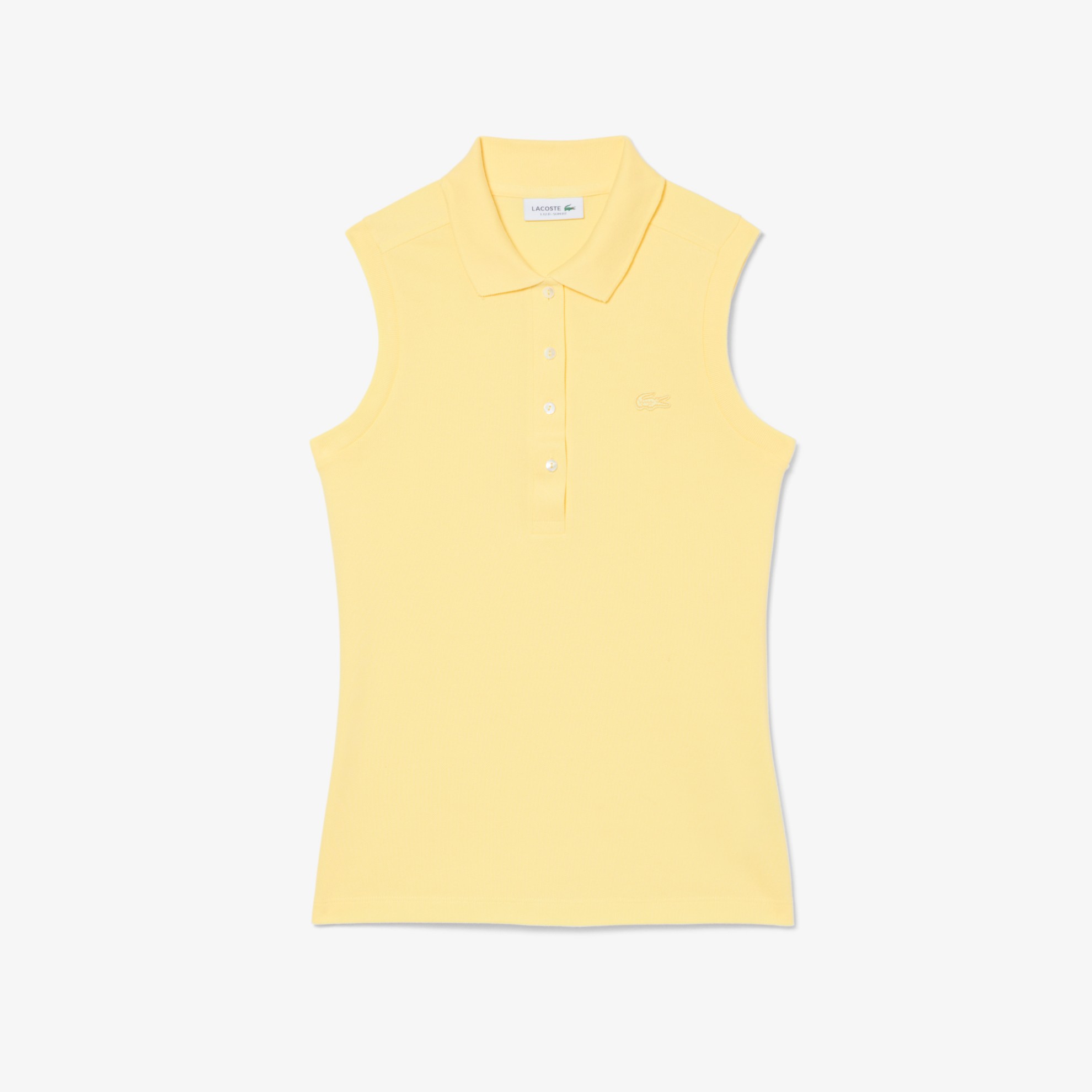 Εικόνα της Γυναικεία Αμάνικη Cotton Piqué Polo Μπλούζα Slim Fit