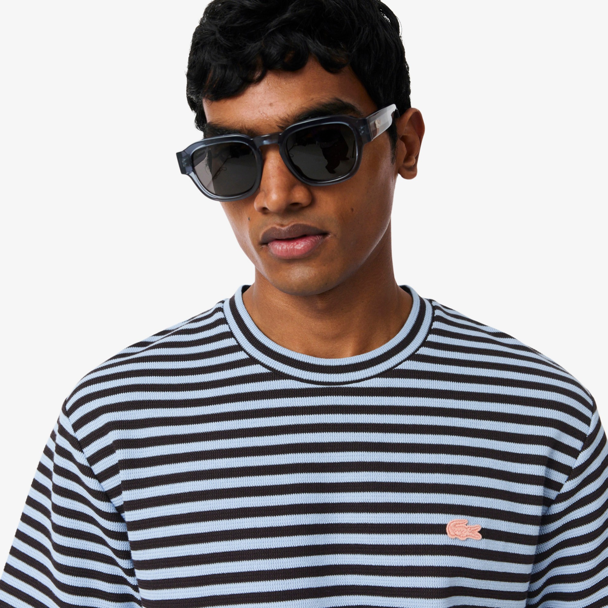 Εικόνα της Ανδρικό Textured Ριγέ Cotton T-Shirt