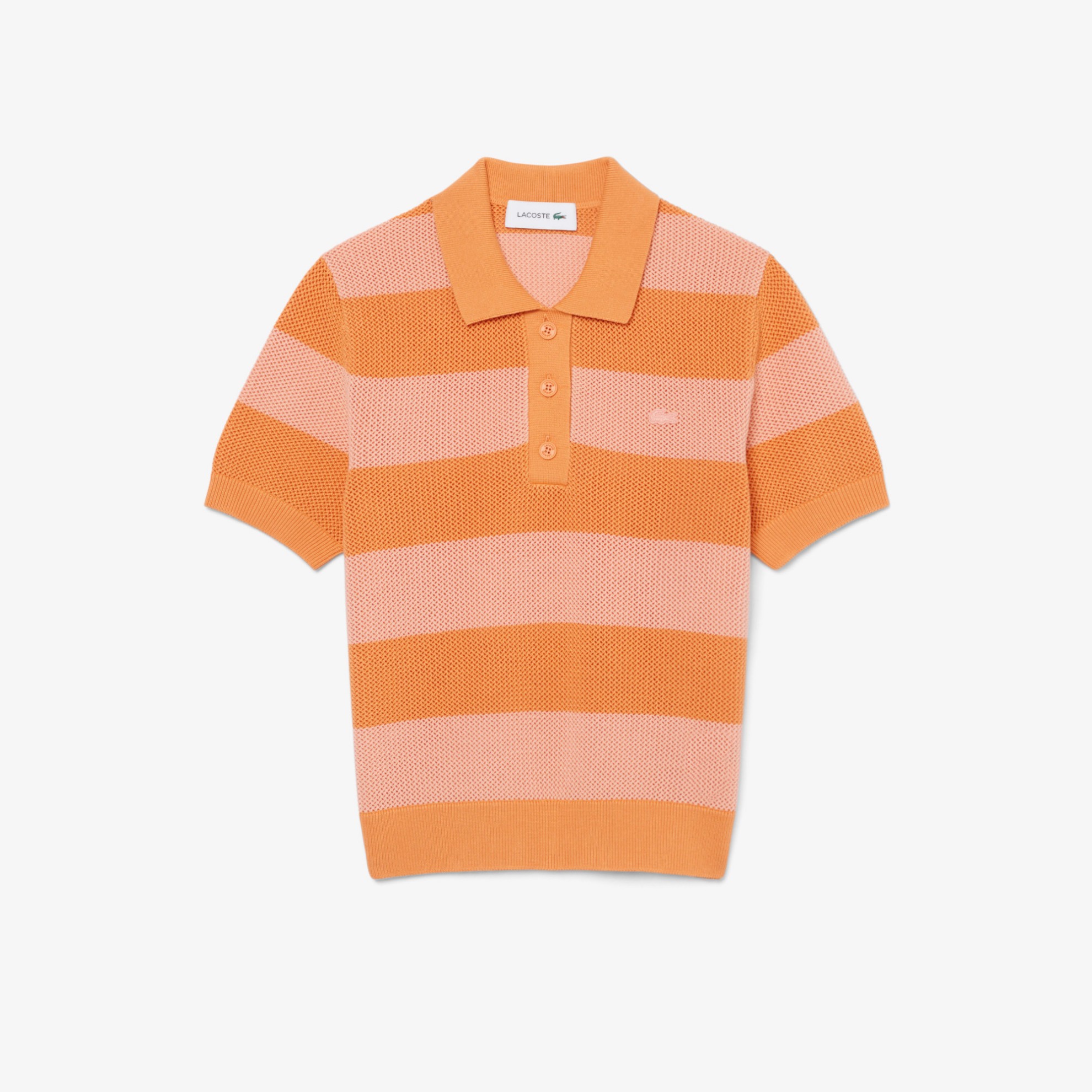 Εικόνα της Γυναικείο Striped Mesh Knit Polo Collar Πουλόβερ 