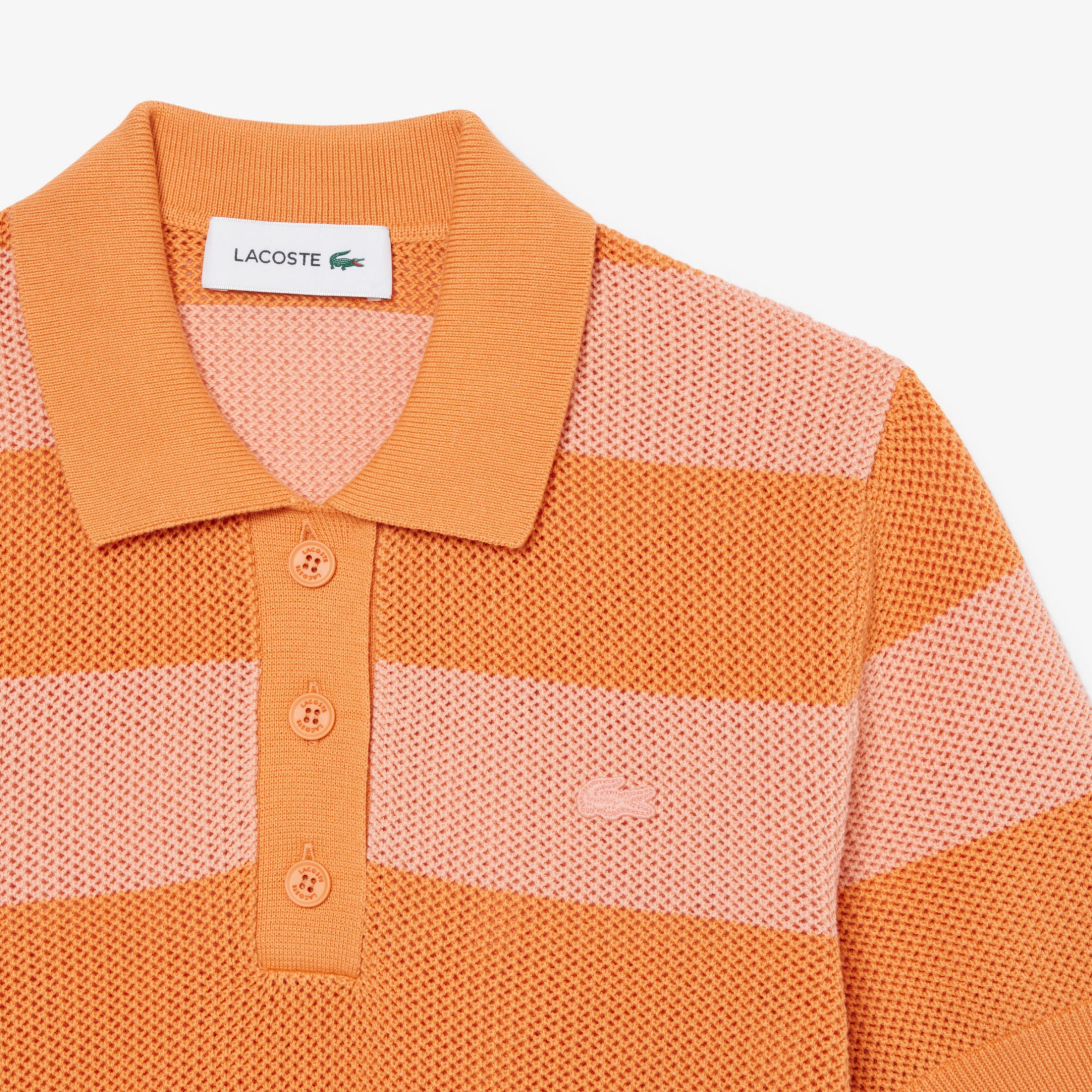 Εικόνα της Γυναικείο Striped Mesh Knit Polo Collar Πουλόβερ 