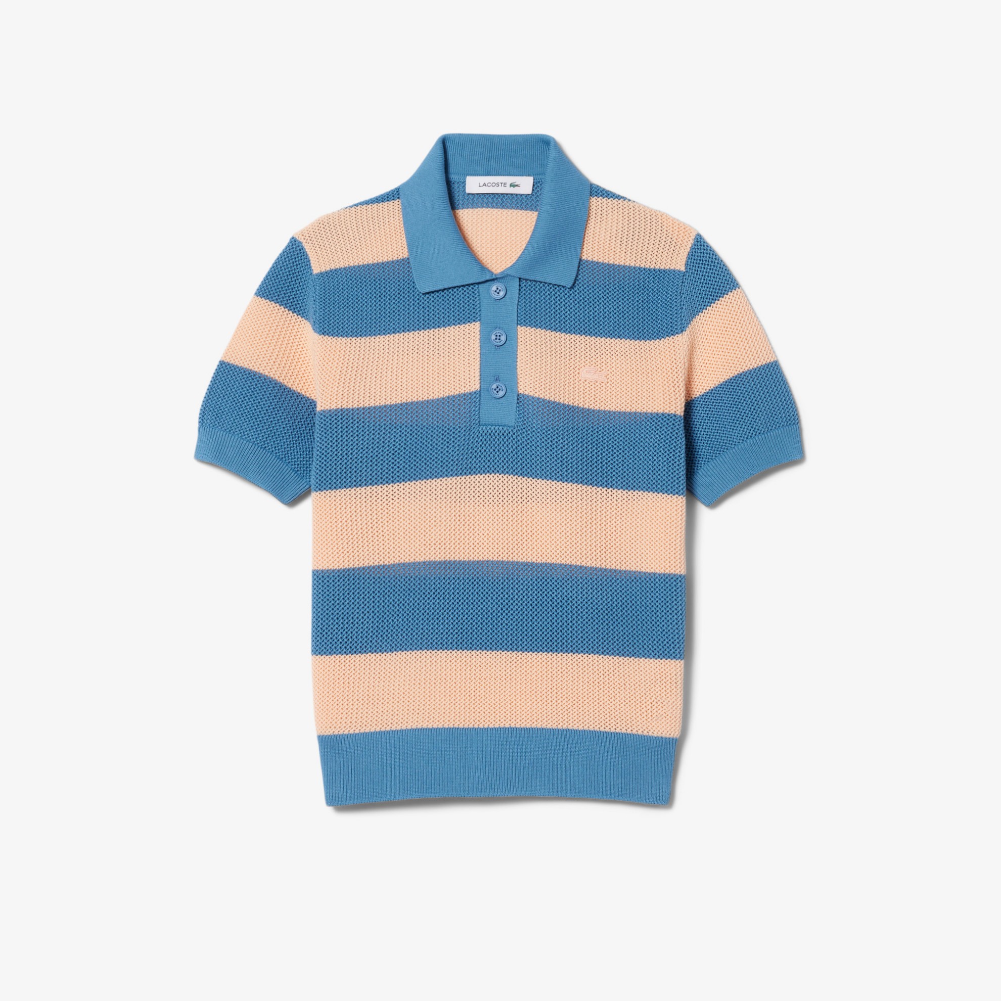 Εικόνα της Γυναικείο Striped Mesh Knit Polo Collar Πουλόβερ 