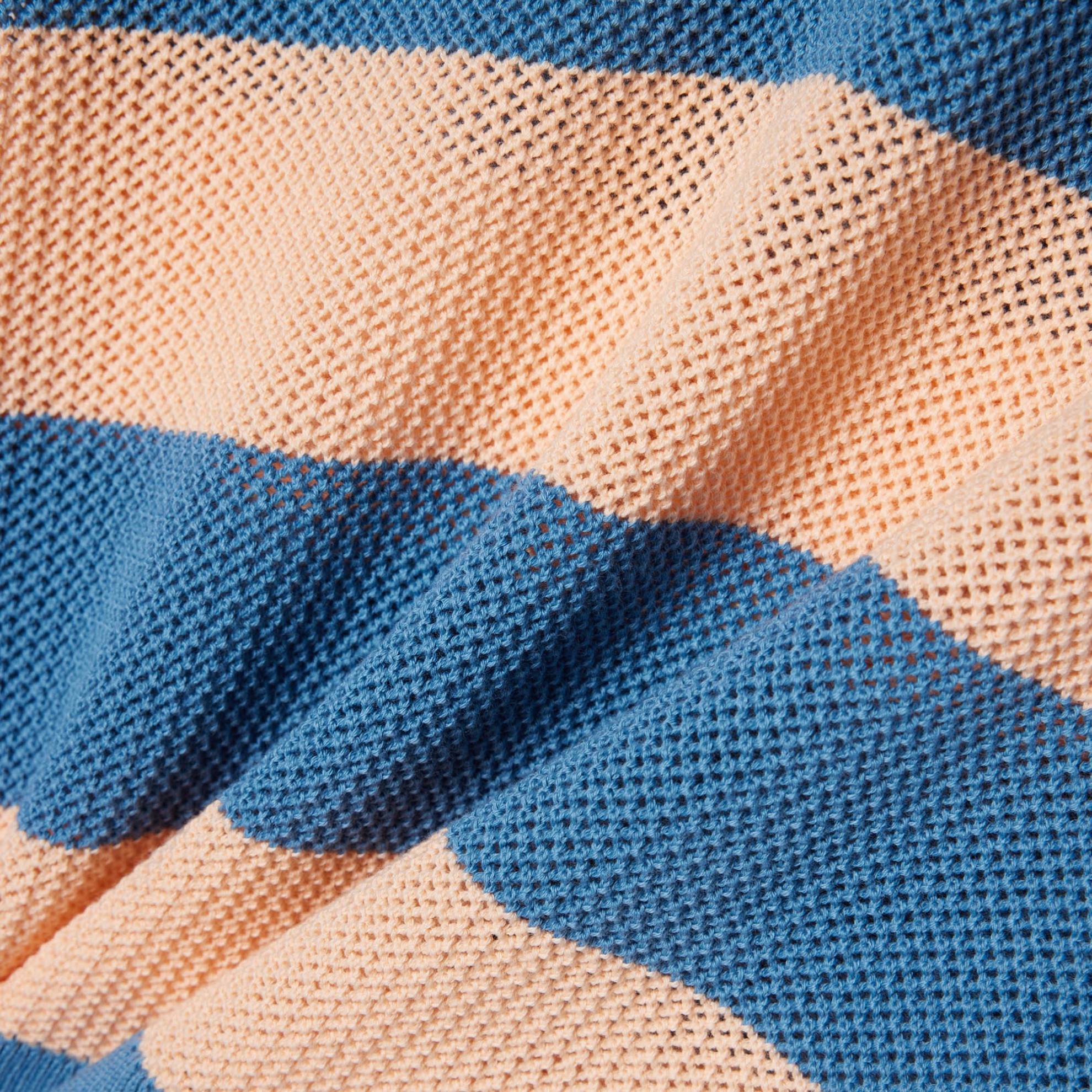 Εικόνα της Γυναικείο Striped Mesh Knit Polo Collar Πουλόβερ 