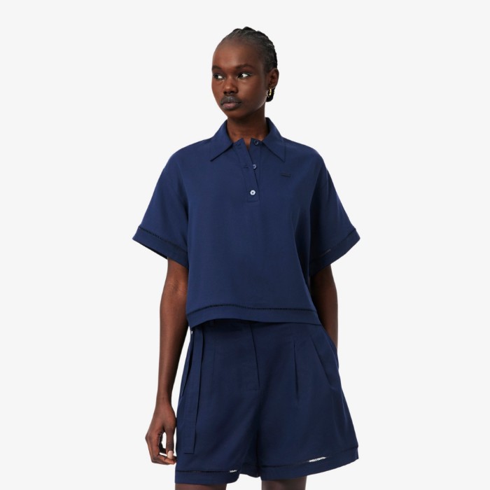 Εικόνα της Γυναικεία Oversized Fluid Twill Polo Μπλούζα
