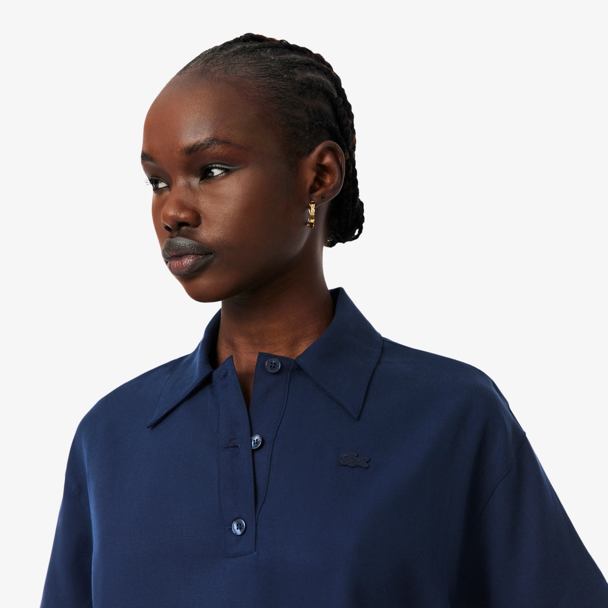 Εικόνα της Γυναικεία Oversized Fluid Twill Polo Μπλούζα