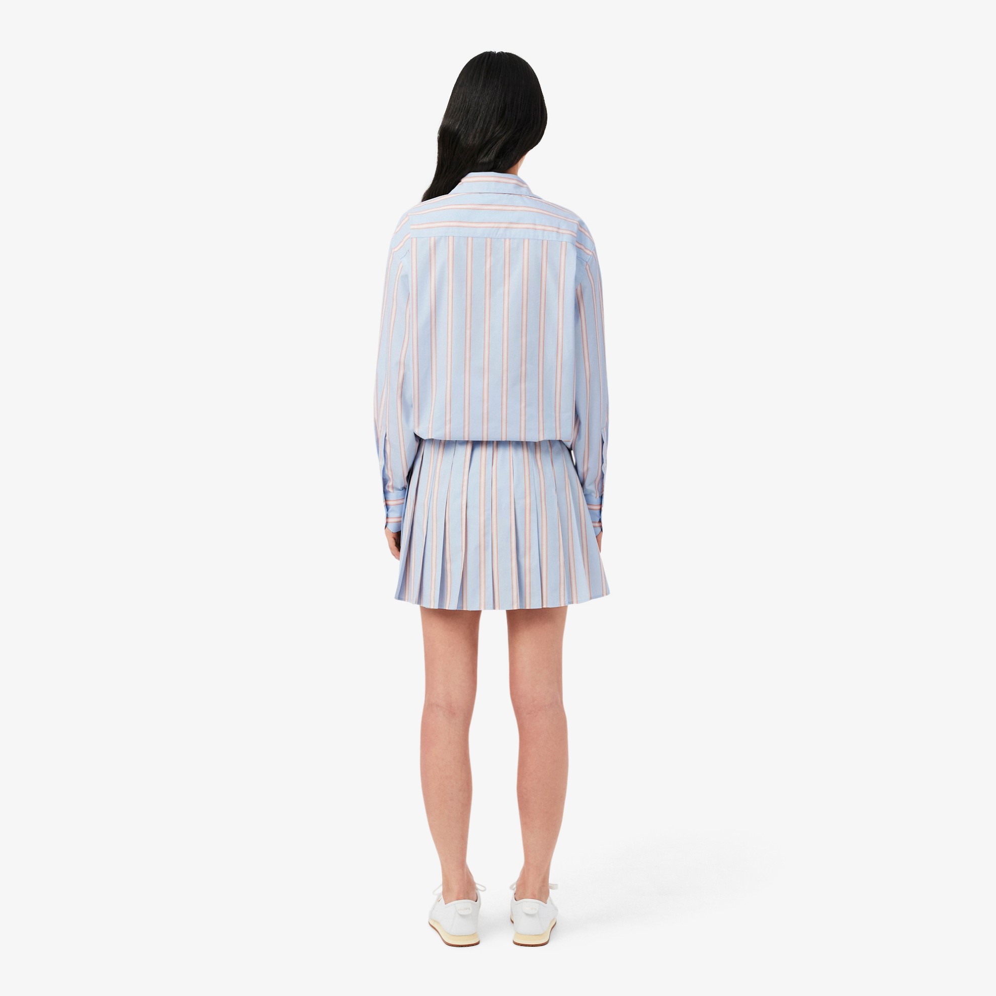 Εικόνα της Γυναικεία Poplin Short Striped Πλισέ Φούστα 