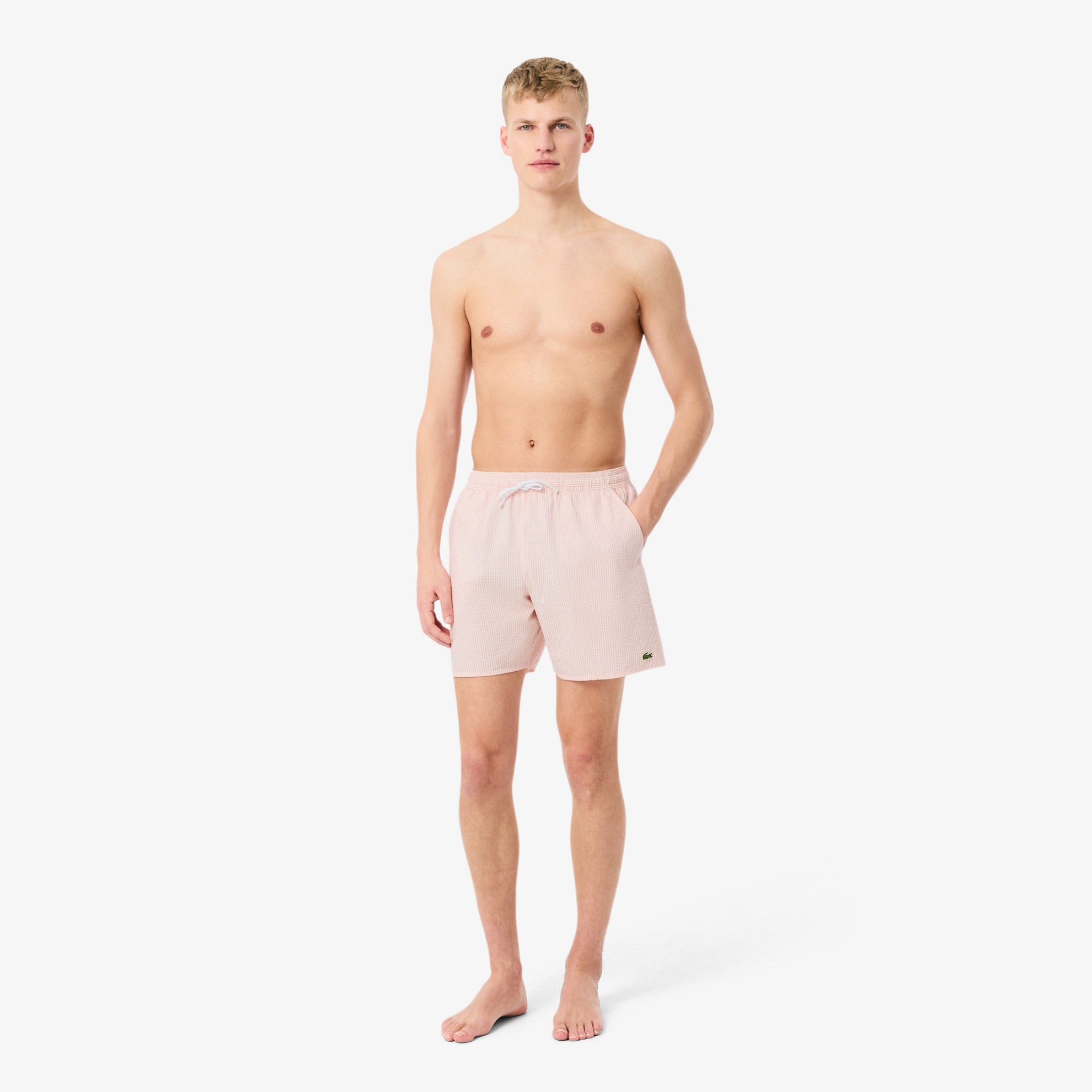 Εικόνα της Ανδρικό Mid Length Striped Textured Μαγιό